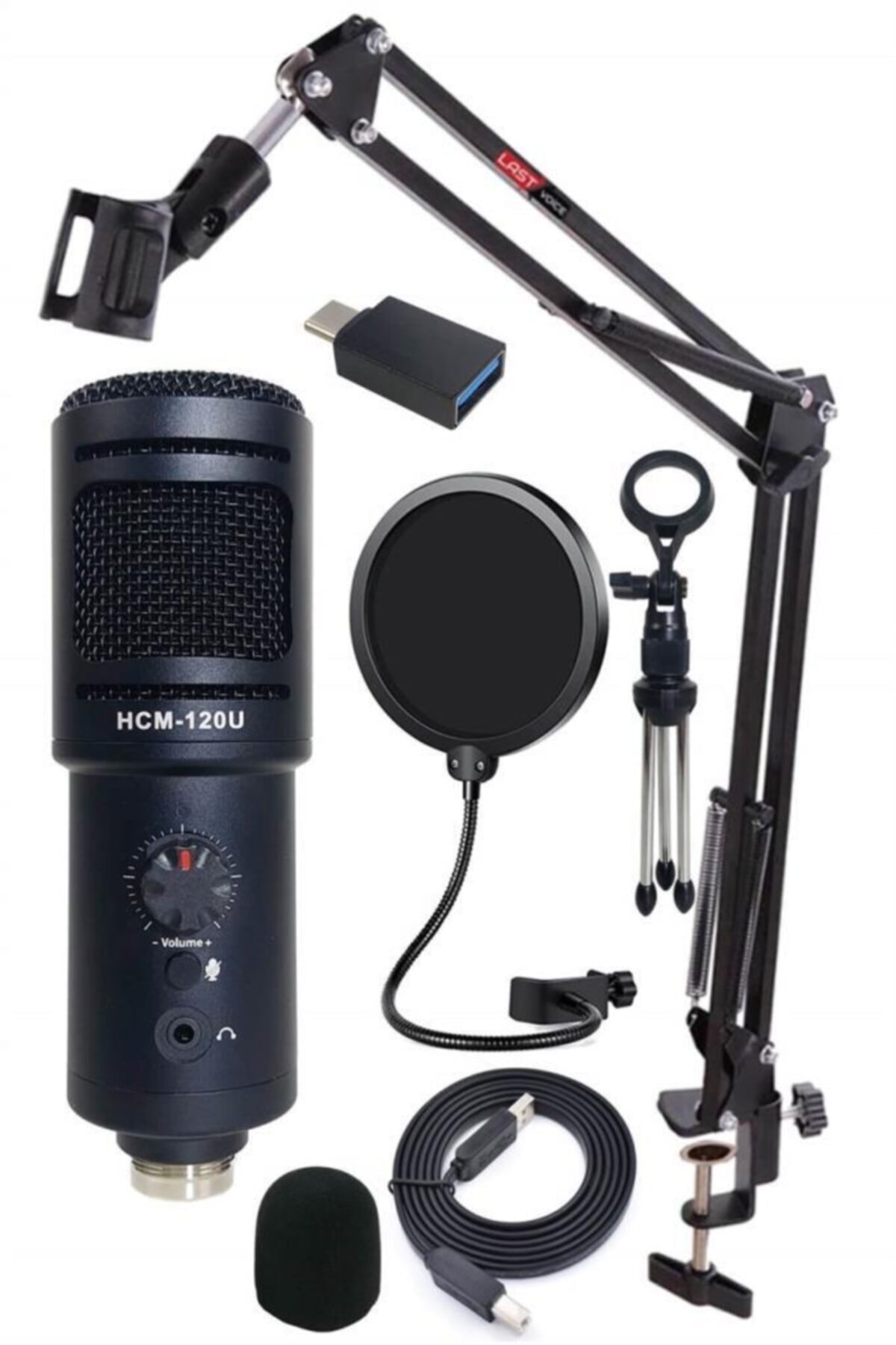 Lastvoice Hepa Merz Hcm-120u Pak Set Üst Seviye Condenser Usb Mikrofon Volüm Ayarlı pc Ve Type-c Telefon