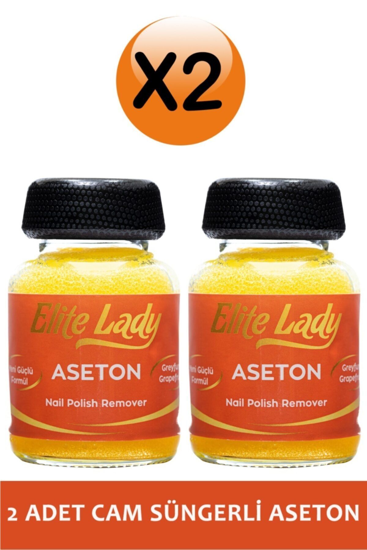 ELİT LADY Tırnak Güçlendirici Aseton 2 Adet Greyfurt Kokulu Süngerli Aseton 75 Ml Oje Çıkarıcı