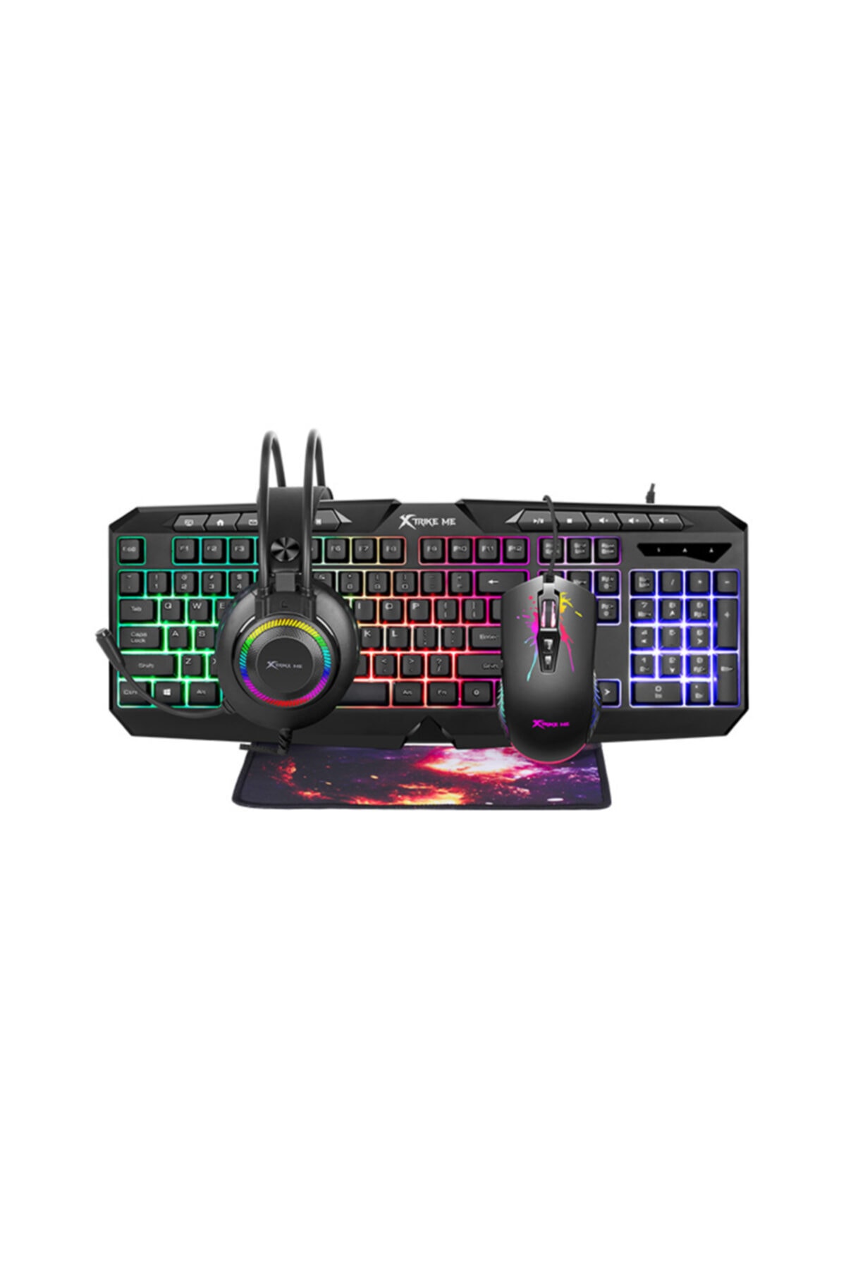 TEKNETSTORE Xtrike-me Cmx-410 Oyuncu Seti Rgb Işıklı Kulaklık - Mouse - Klavye - Mouse Pad 4 In 1 Gaming Set
