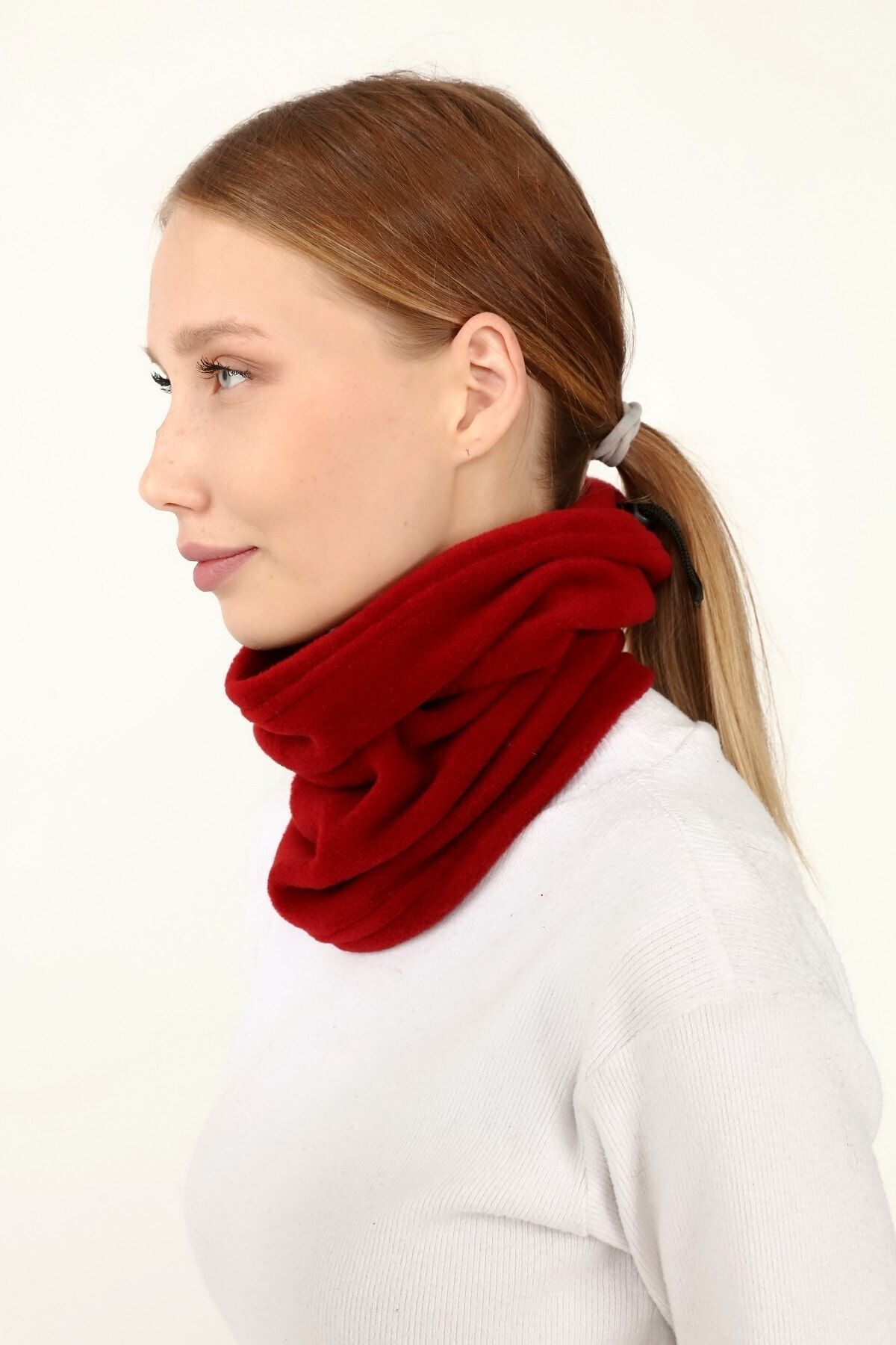 AVA Unisex Kırmızı Polar Boyunluk Ve Bere