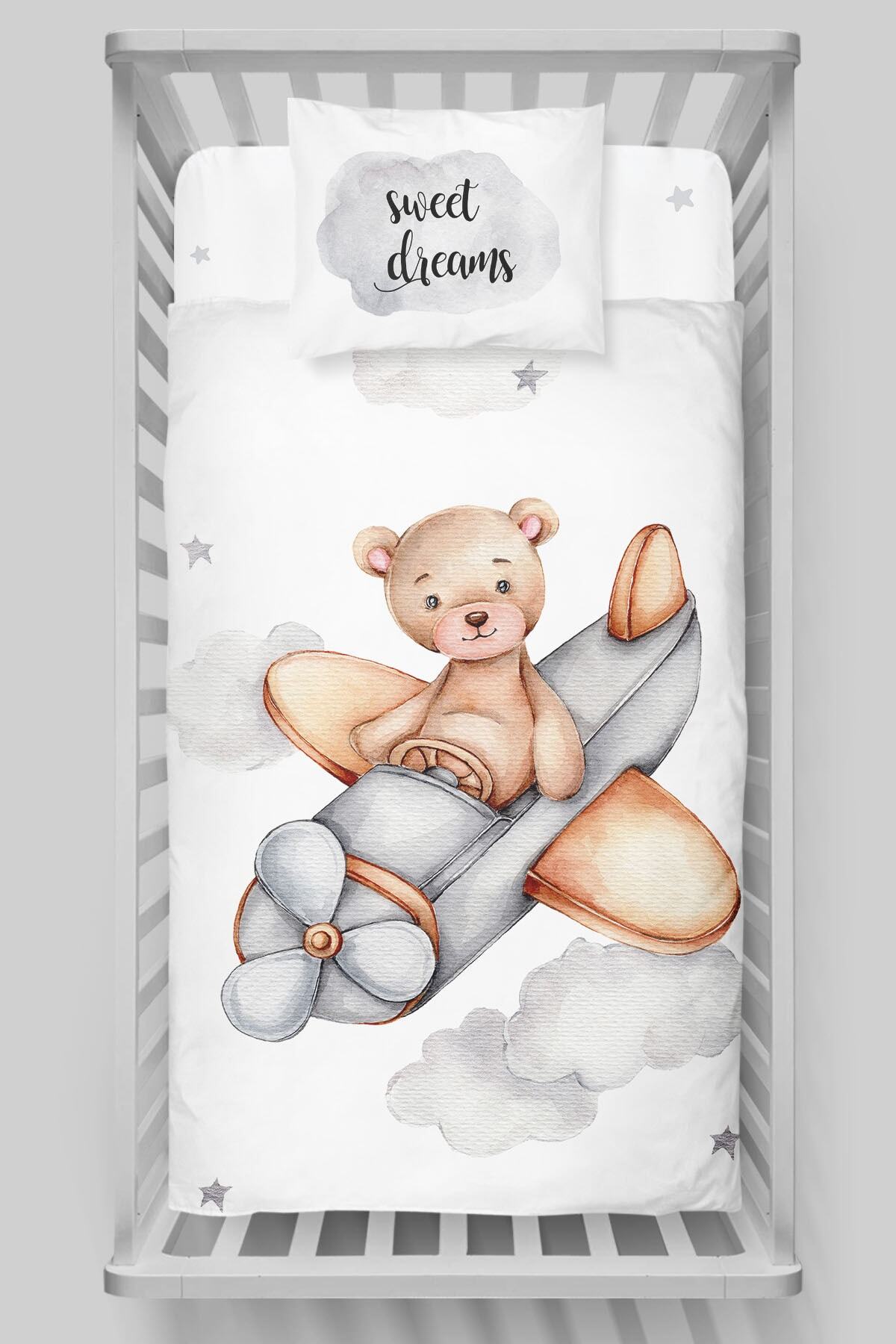 Tuğba Kuğu Organik Bebek Nevresim Takımı  Pure Baby Serisi