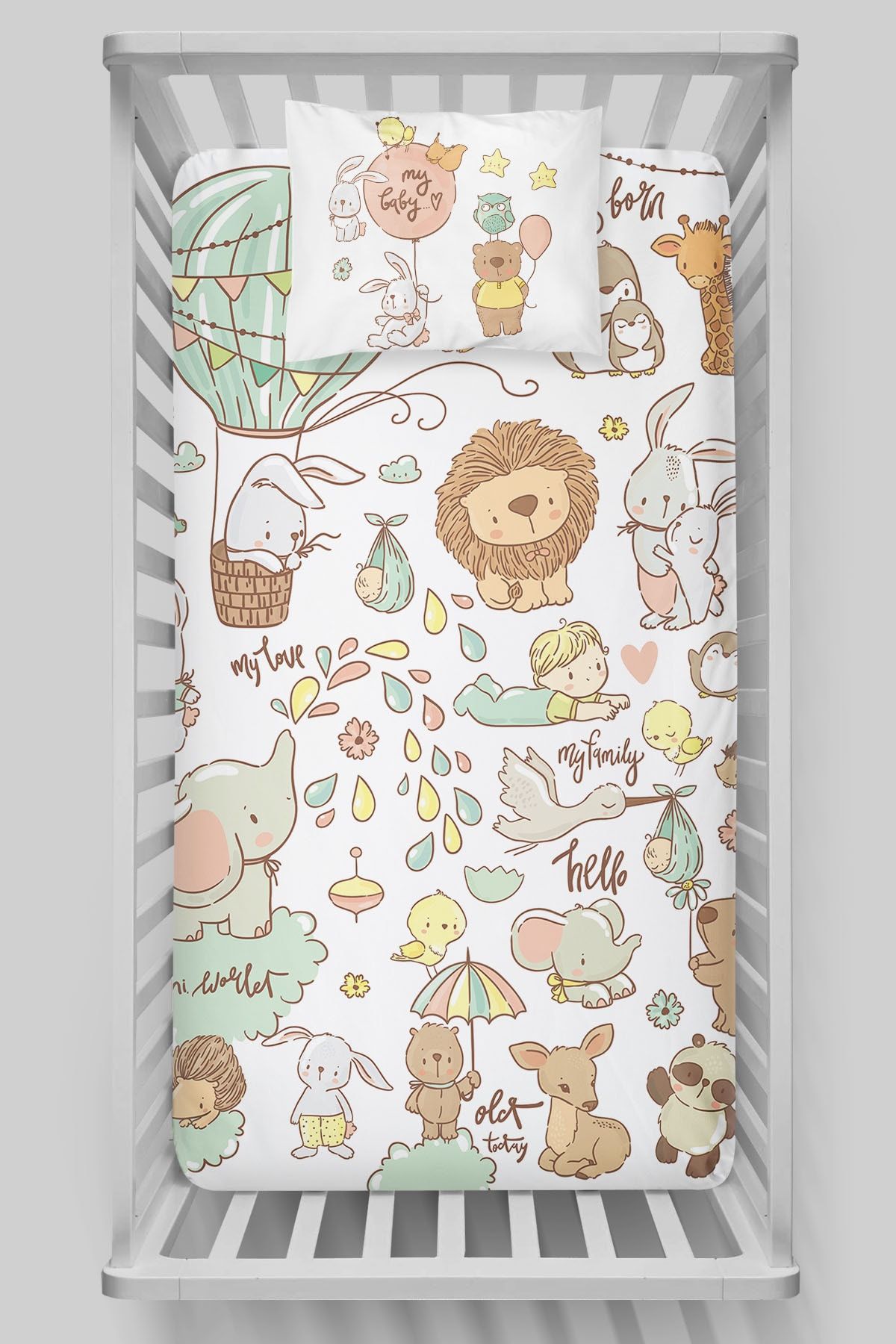 Tuğba Kuğu Pamuk Saten Lastikli Çarşaf Seti 60x120  Pure Baby Serisi