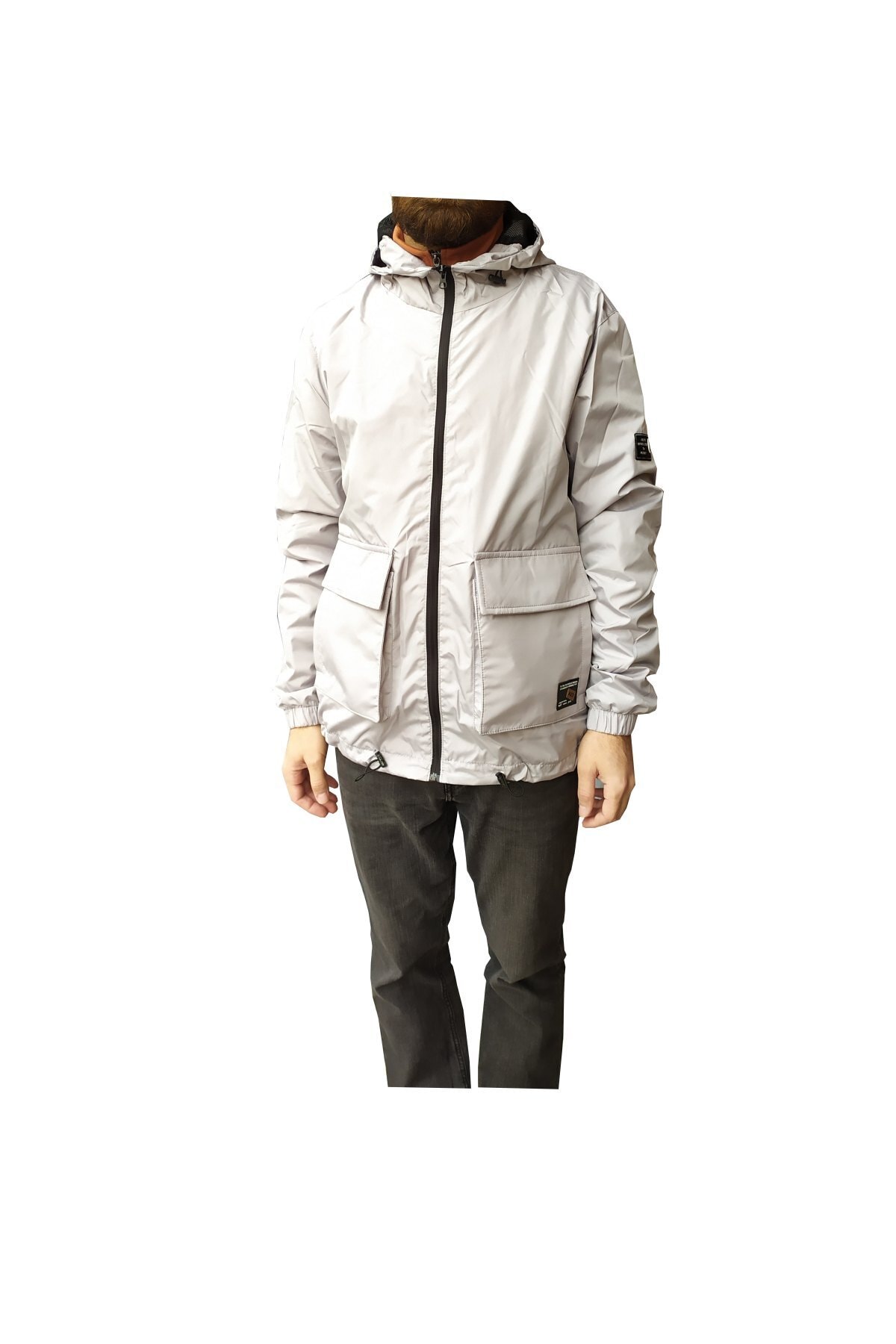 Roxbros Içi Astarlı Kapüşonlu Cepli Suya Dayanıklı Yağmurluk Rüzgarlık Beyaz