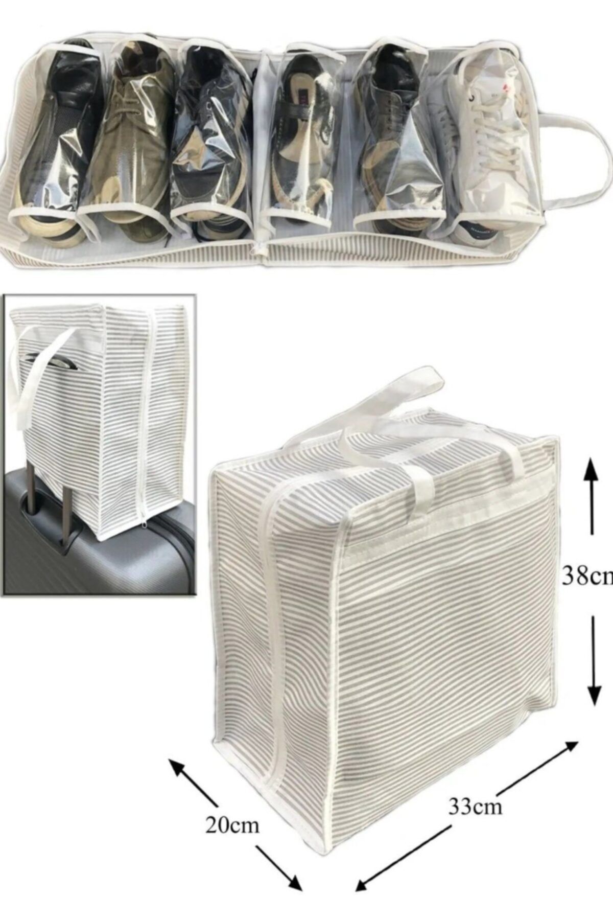 BAYHAN TİCARET Ayakkabı Saklama Ve Taşıma Çantası (çizgili Model) Shoe Tote