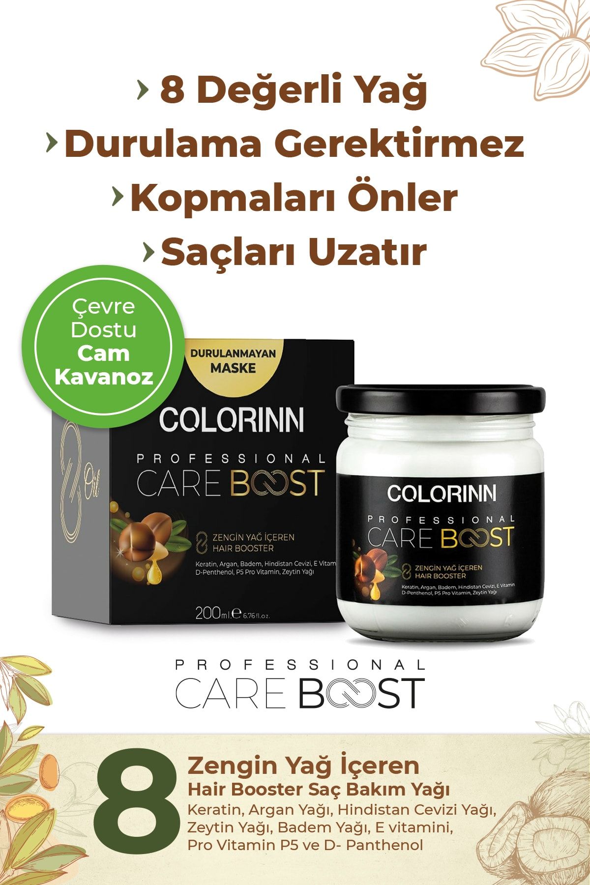 Colorinn 8 Zengin Yağ Içeren Hair Booster Saç Bakım Yağı 200 ml