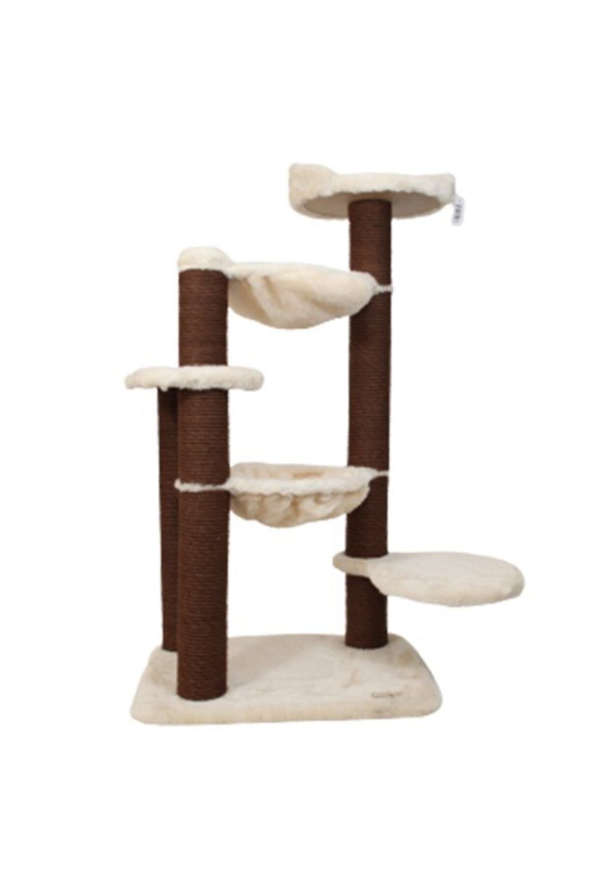 Krallen Kralle Yuvalı Kedi Tırmalama Ve Oyun Evi Krem 60x40x112 Cm