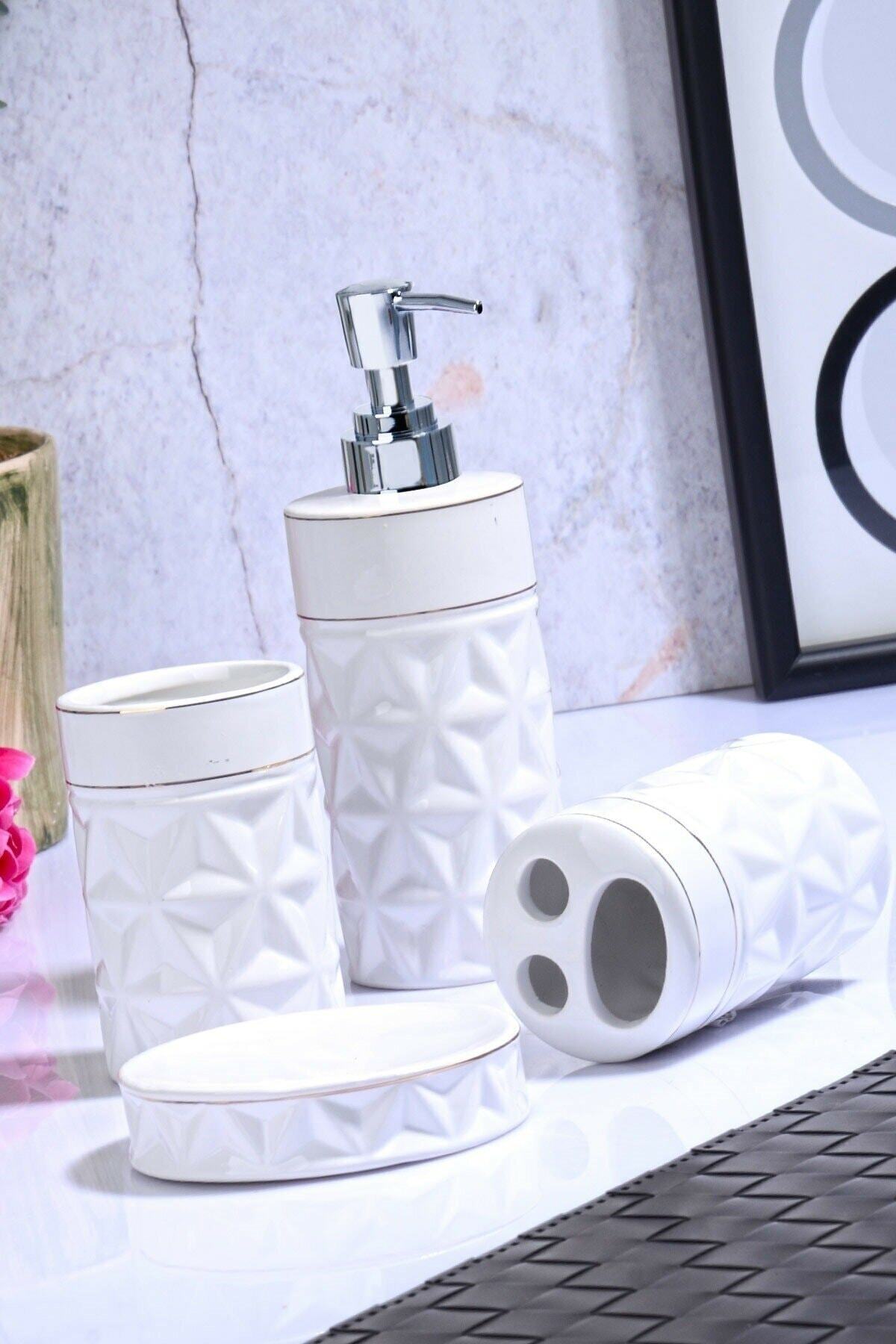 EMG Home & More Seramik Yıldız Desen Lüks Banyo Seti