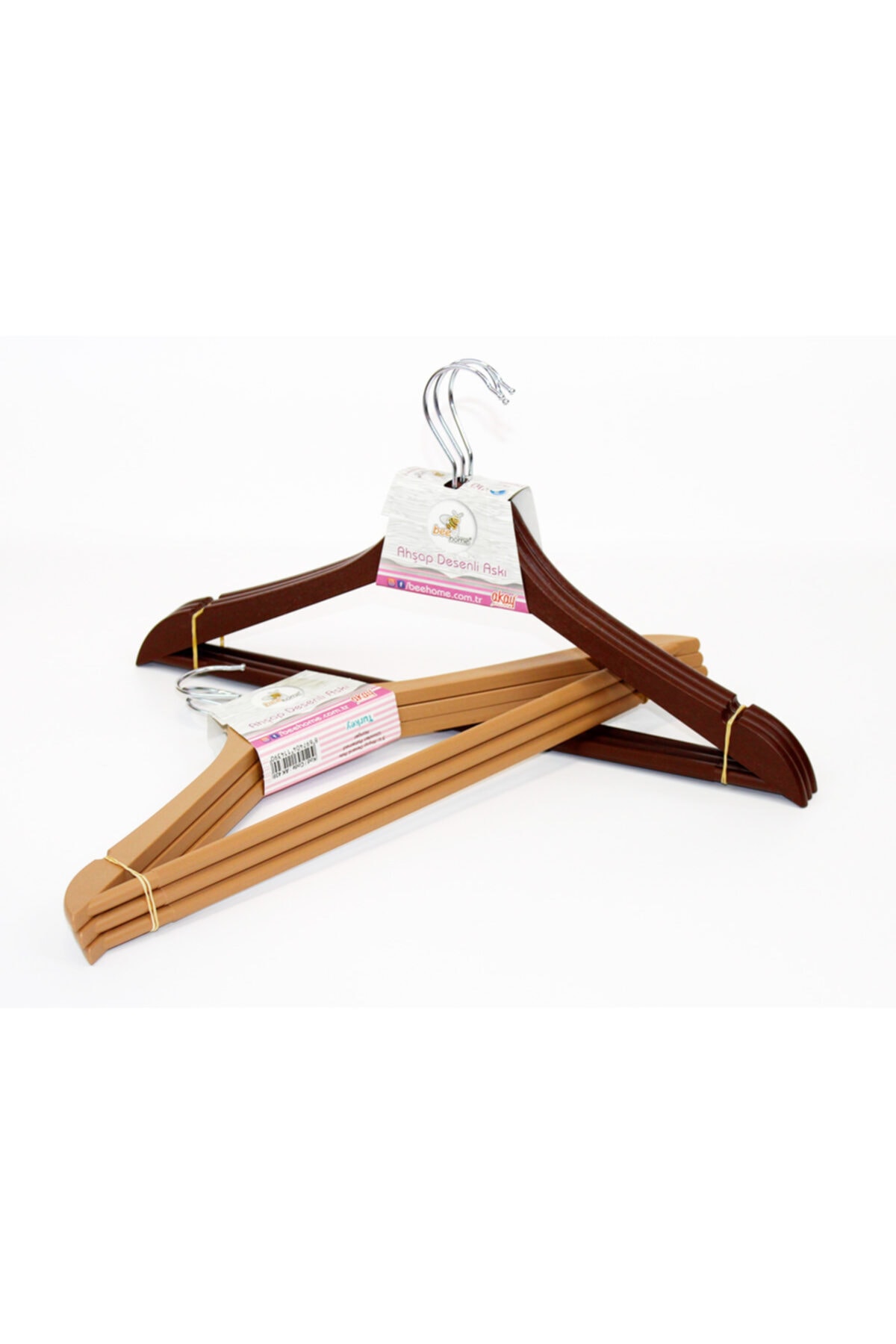 Akay Elbise Askısı Ahşap Desenli 3 Lü Ak439