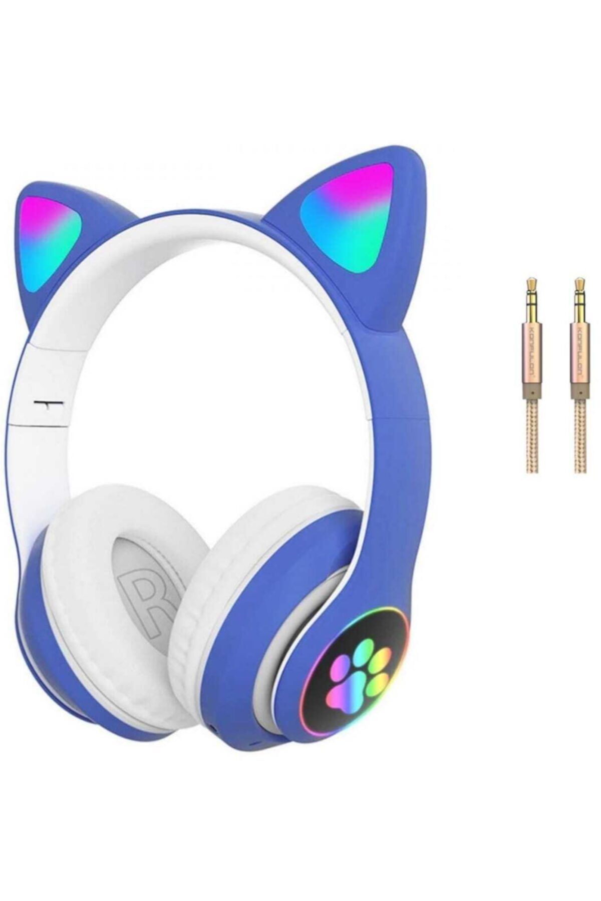 ELROND A+ Kalite Vilya Kedi Kulağı Detaylı Bluetooth Kablosuz Kulaklık Çocuk Oyuncu + Aux Kablo Hediyeli