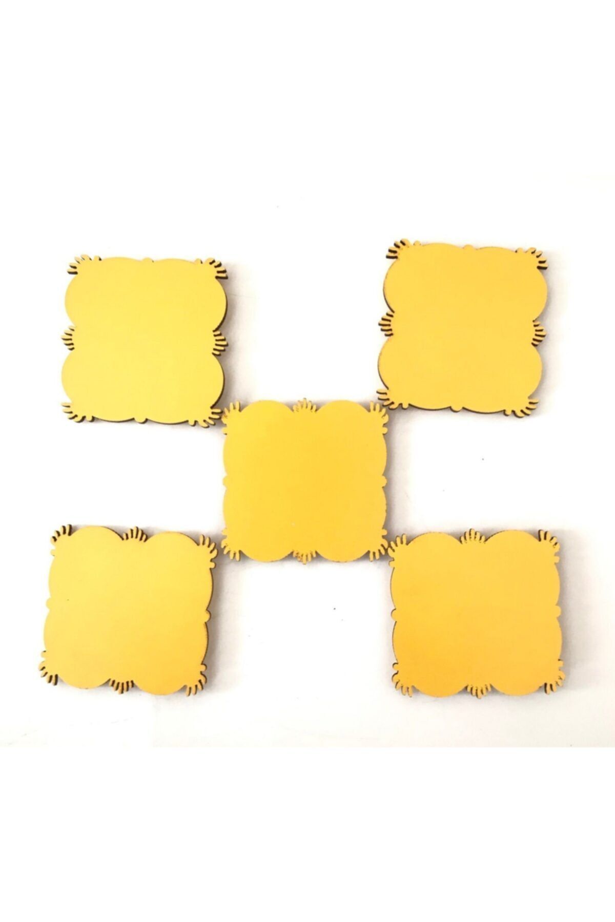 firdevsi hobi Magnet Ahşabı-7x7cm--mıklatıslı- 5 Adet-sarı