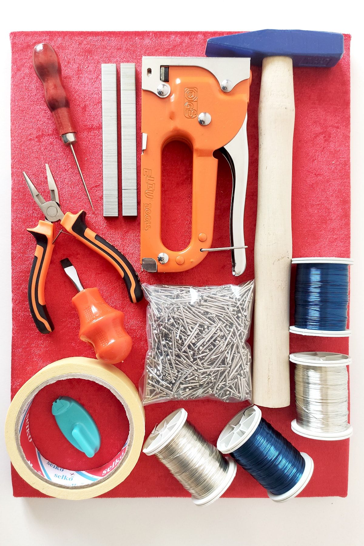 TUĞRA TABLO Filografi Set & Zımba Makineli&kumaş Kaplı Tahta Full Set Vav Kalıp 30x40 cm