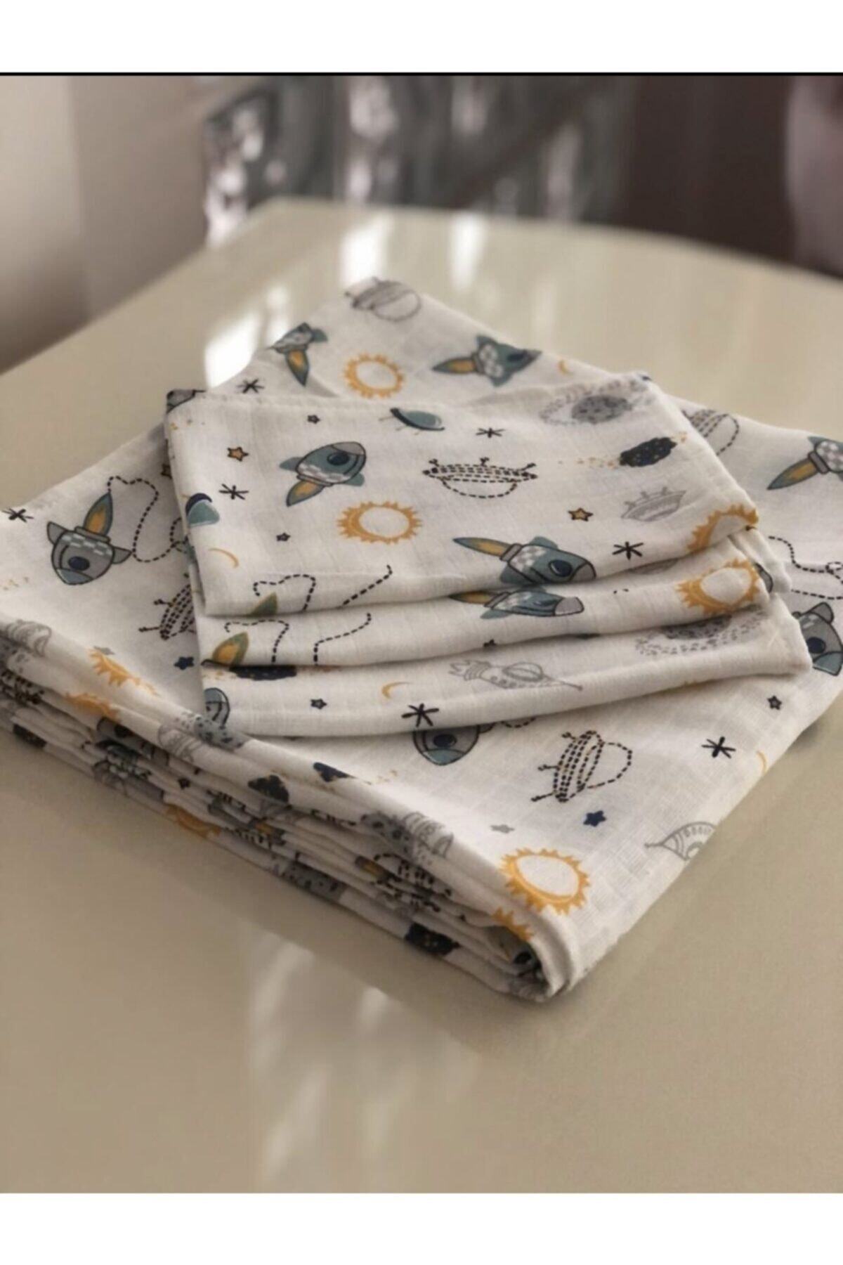 ürünmatik Muslin Örtü Kundak  + 3 Adet Ağız Bezi