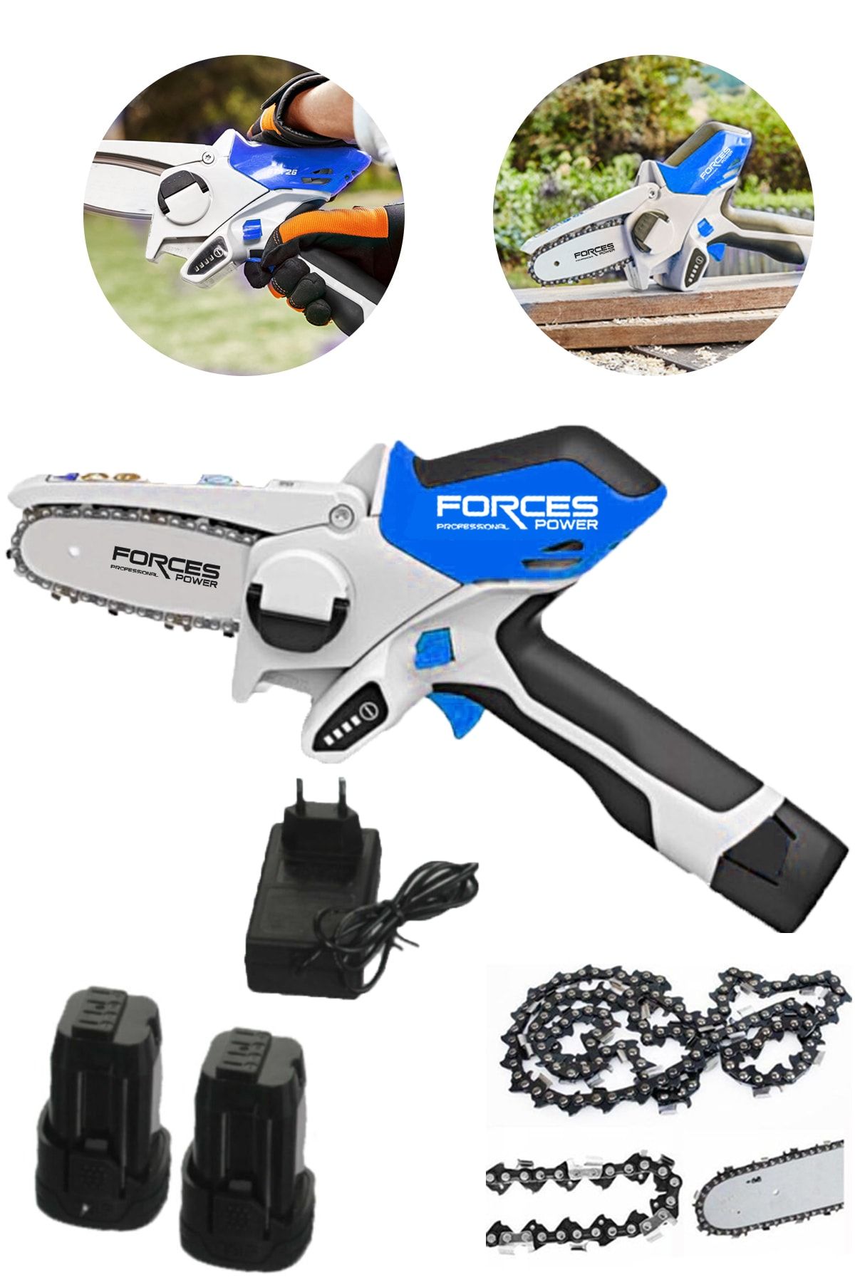 forces power Germany X-line 48 V 6 Ah Metal Şanzıman Çift Akülü Lityum Li-on Şarjlı Ağaç Ve Dal Kesme Makinesi