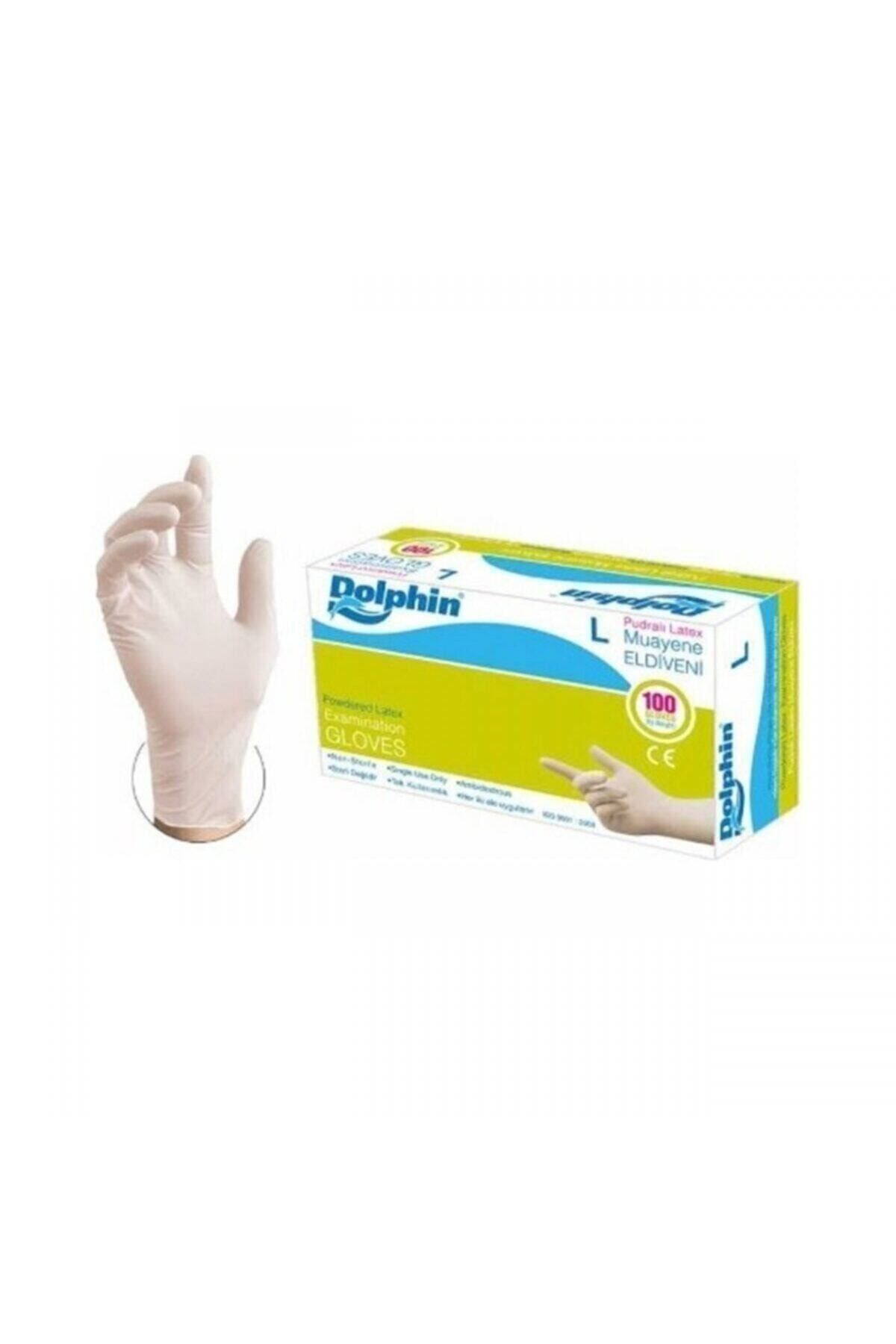 Dolphin Dolphın 100'lu Muayene Eldiveni Latex Pudralı L