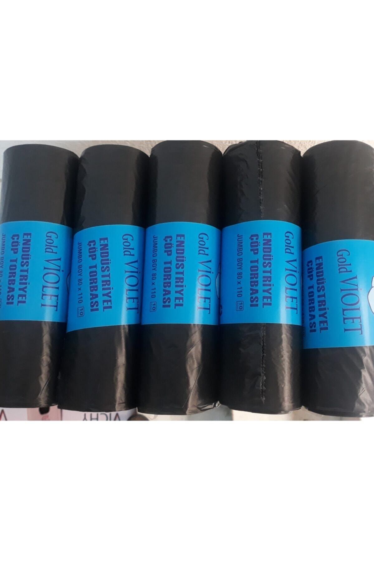 Florex Violet Endüstriyel Jumbo Çöp Poşeti 400gr Siyah 80*110 5 Rulo 10 Lu Tplam 50 Ad