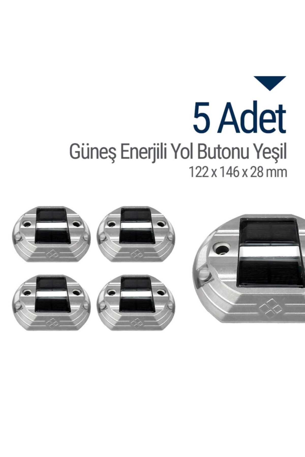 İleri Trafik 5'li Set Güneş Enerjili Yol Butonu Yeşil, Solar Çakar Buton