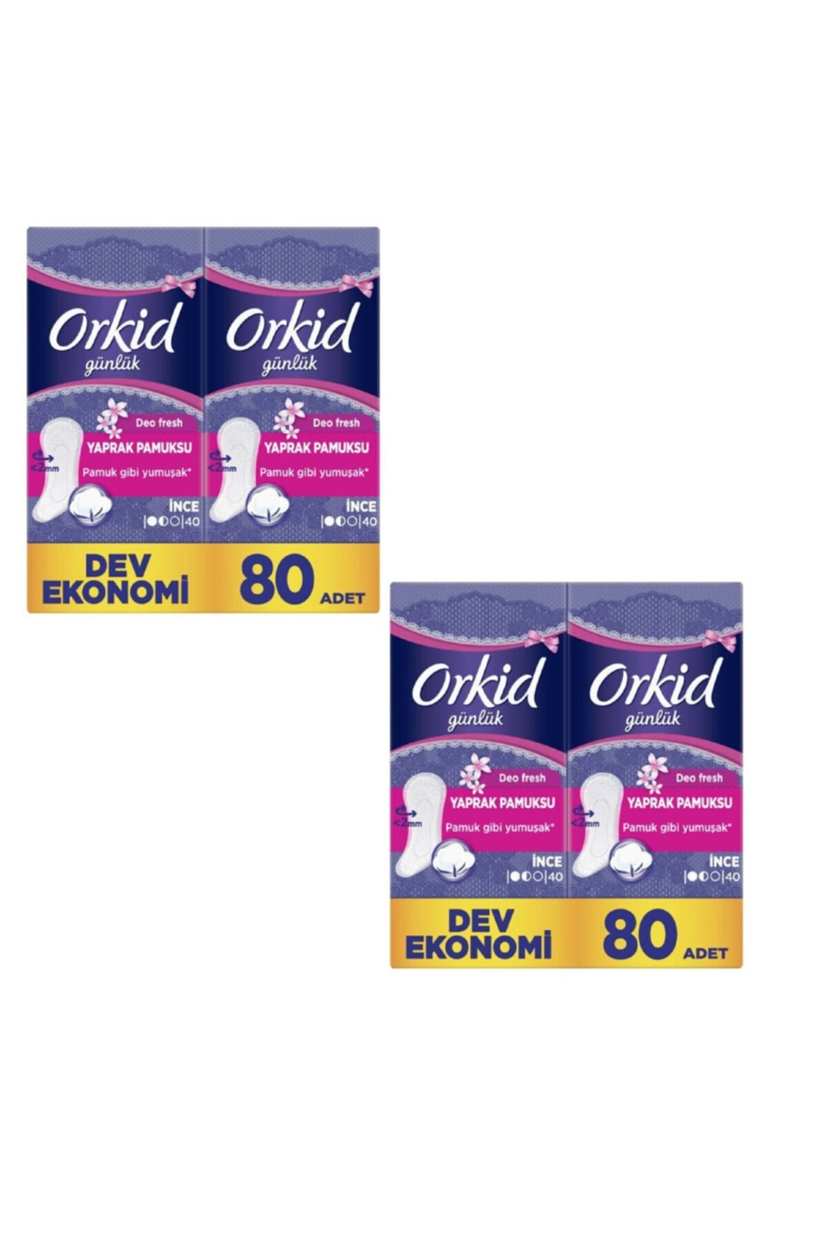 Orkid Deo Fresh Yaprak Pamuksu Ince Günlük Ped 80'li X 2 Paket