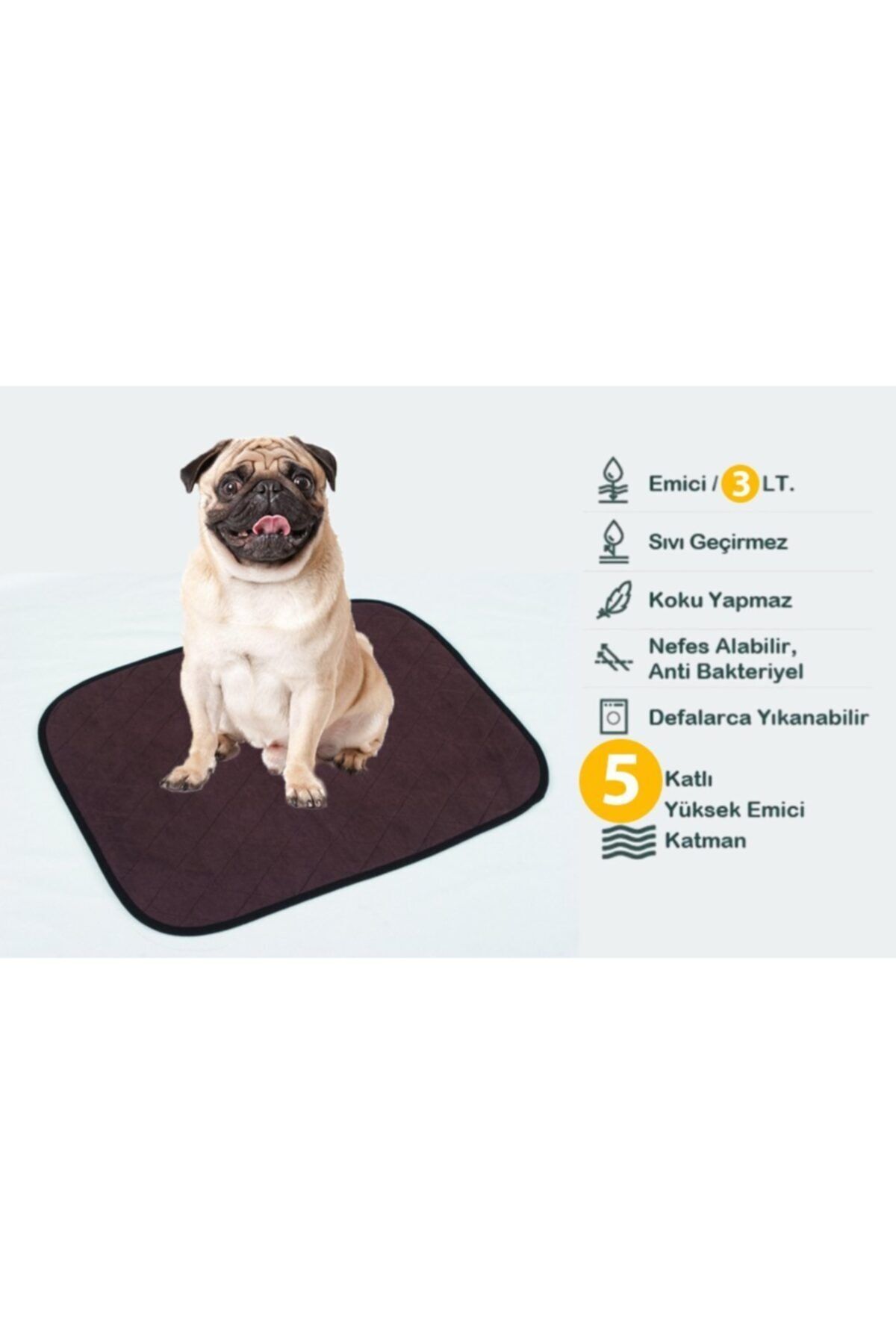 CDE Küçük Köpek Cinsleri Için (2 Li Paket) 5 Katlı Yıkanabilir,sıvı Geçirmez Köpek Çiş Pedi (40x50 Cm)