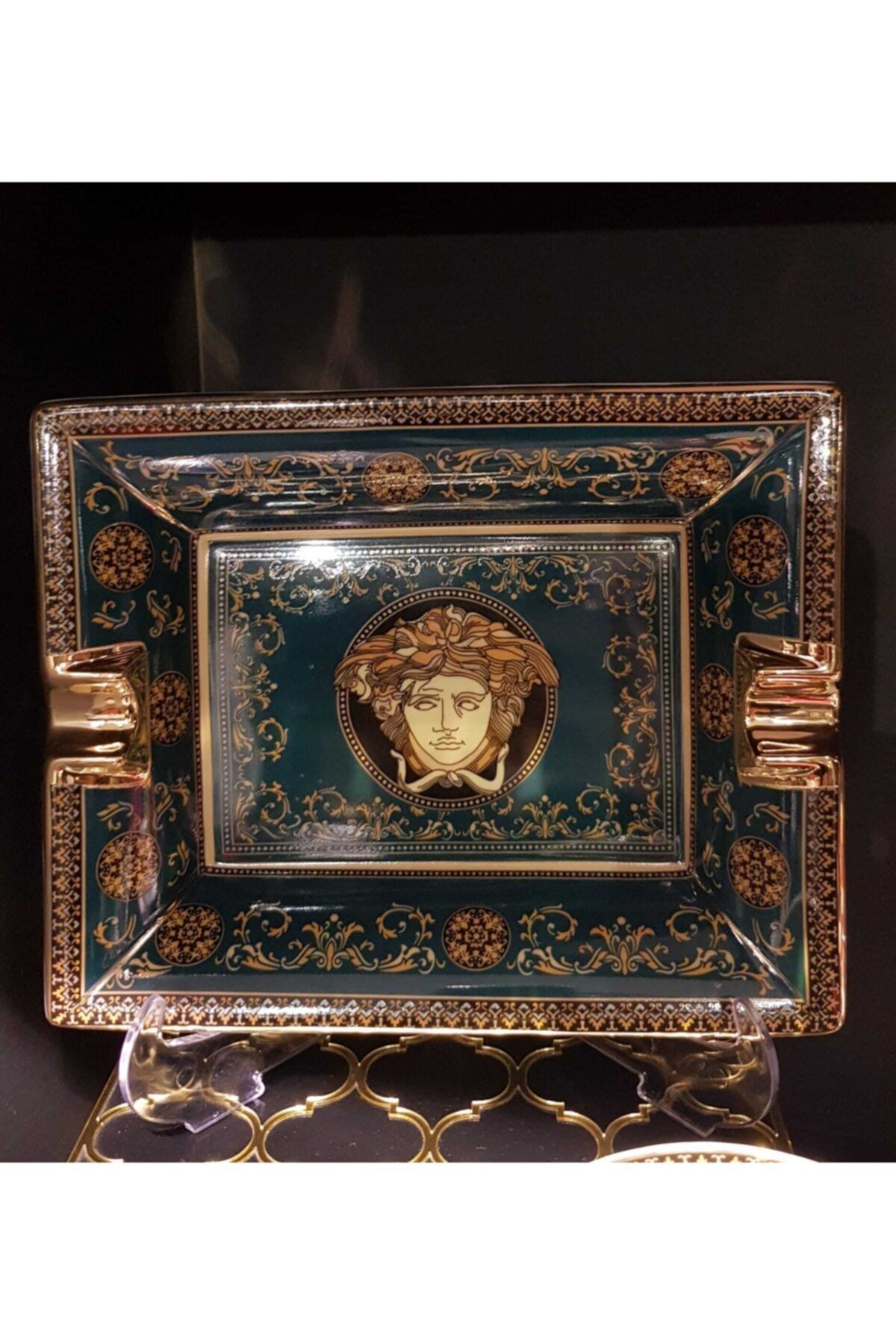 KIRAT HOME DESIGN Şık Versace Yeşil Emaye Küllük