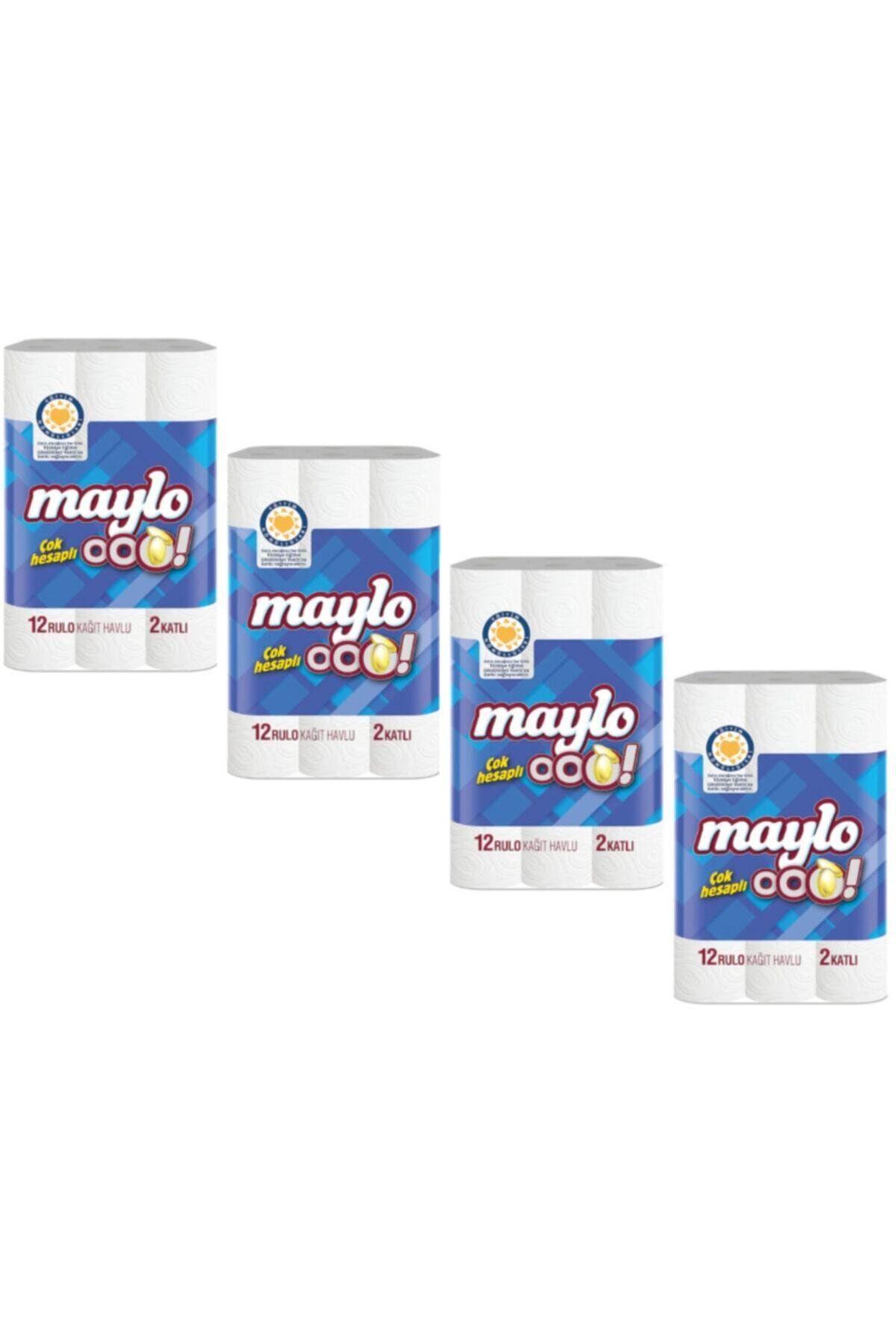 Maylo J130 500801 2 Katlı Kağıt Havlu 12 Rulo X 4 Adet (KOKUSUZ)