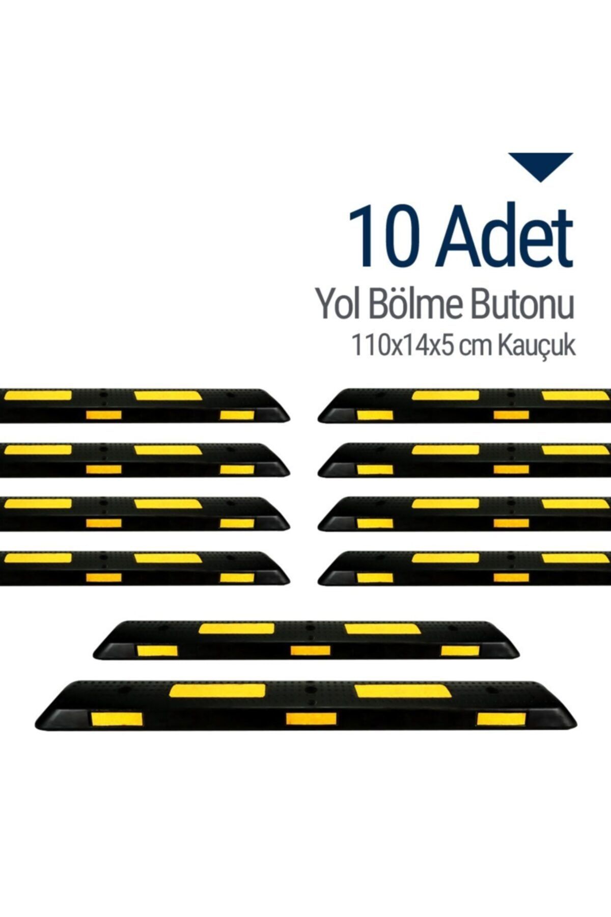 İleri Trafik 10`lu Kauçuk Yol Bölme Butonu 110x14x5 Cm