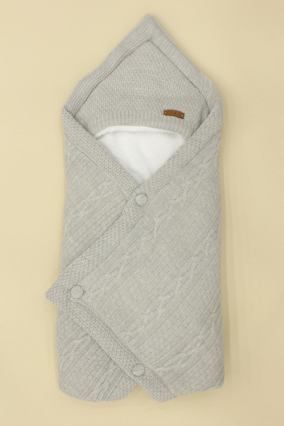 CFR Kids Unisex Bebek Gri Welsoft Triko Kundak Battaniye