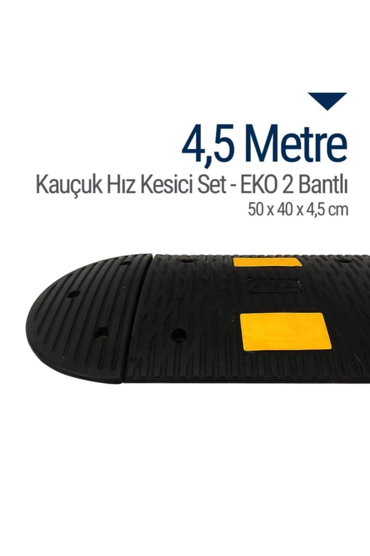 İleri Trafik Kauçuk Hız Kesici, Yol Kasisi 50 X 40 X 4,5cm - Eko 2 Bantlı - 4,5 Metre