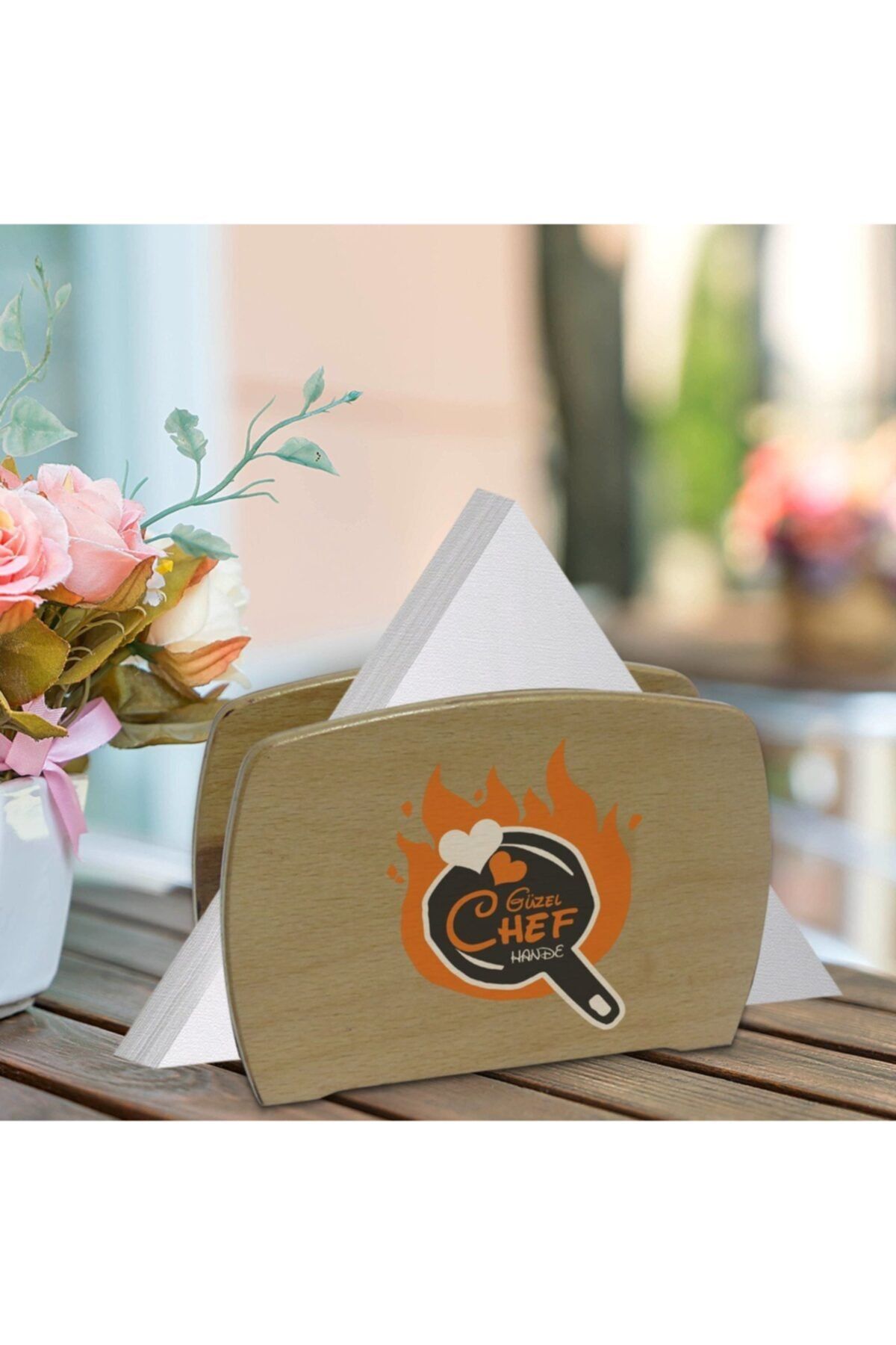 BK Kişiye Özel Güzel Chef Tasarımlı Lüks Ahşap Peçetelik-6