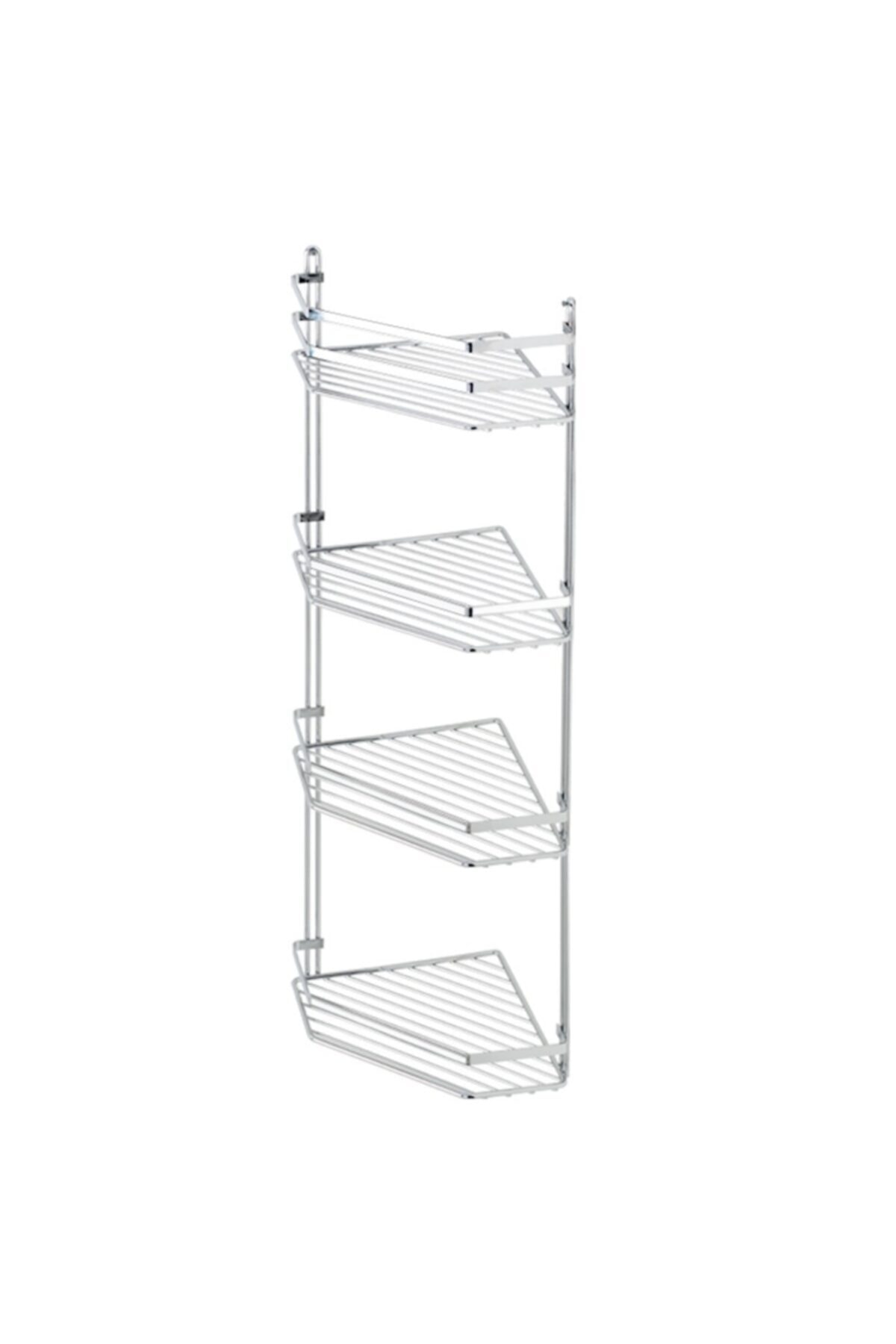Evistro Banyo Köşe Rafı Şampuanlık Krom Kaplama 4 Katlı