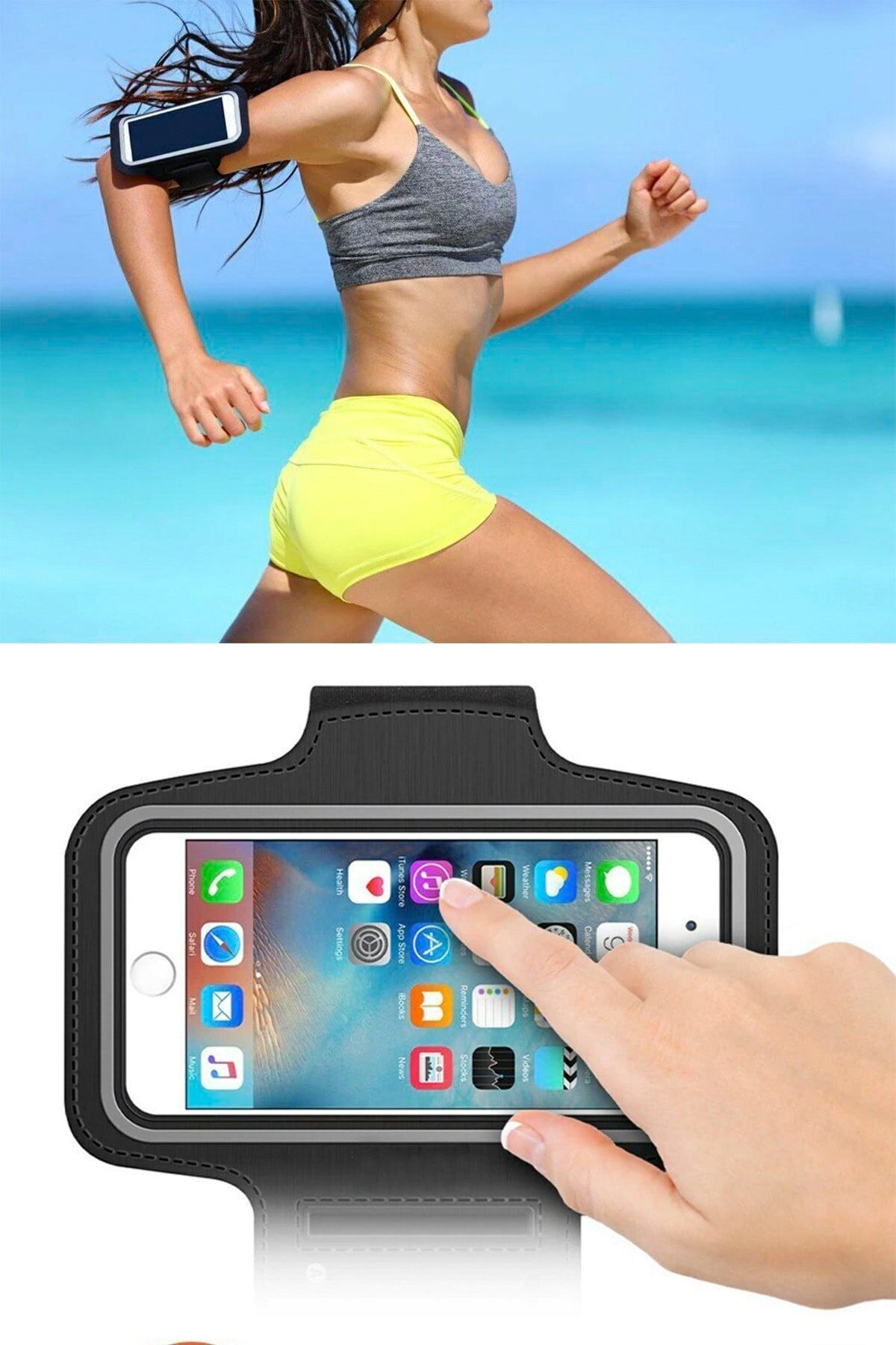 NOYİSKA Moto E4 Plus Uyumlu Yürüyüş Koşu Spor Kol Bandı Kulaklık Çıkışlı Telefon Kabı Kılıfı