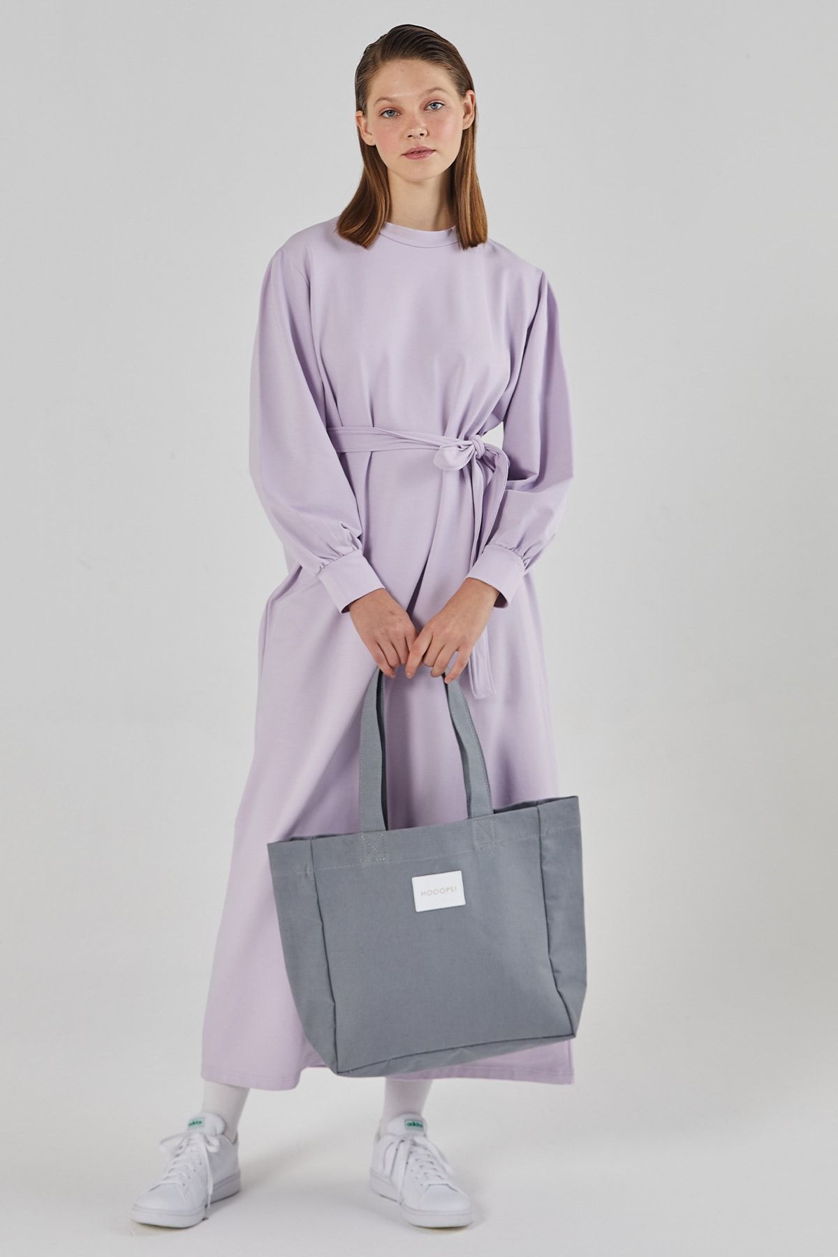 Hooopstore Uzun Sweat Elbise - Lila