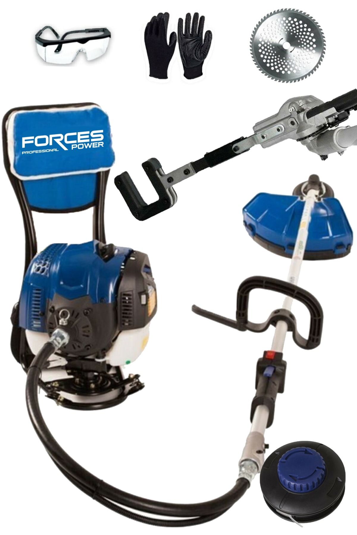 forces power Germany X-turbo 6.9 Hp Zeytin Silkme Makinası + Sırt Tipi Turbo Benzinli Ot Biçme Tırpan Motoru