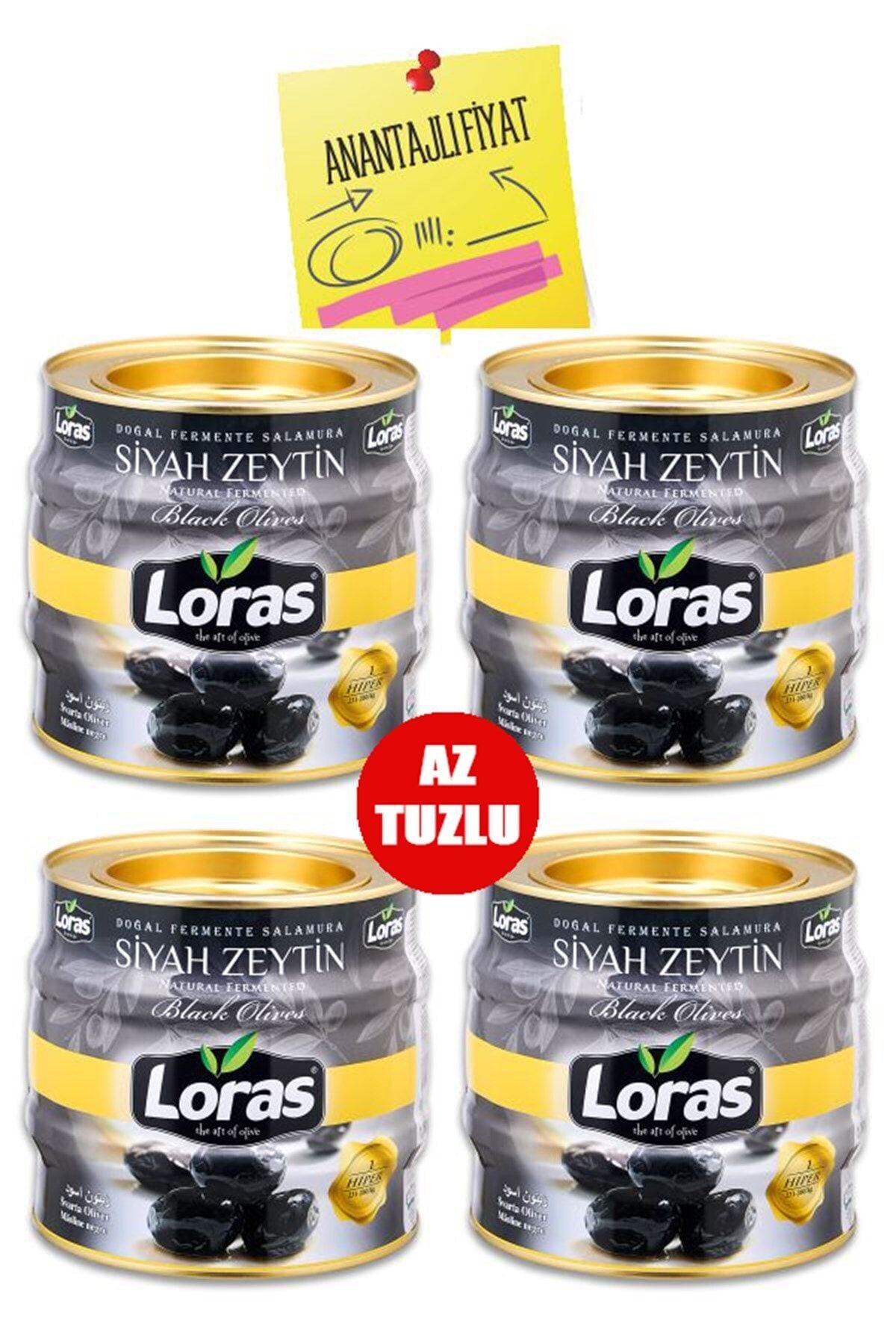 loras zeytin Loras Gemlik Siyah Zeytin Teneke Hiper 1400 Gr 4'lü Koli