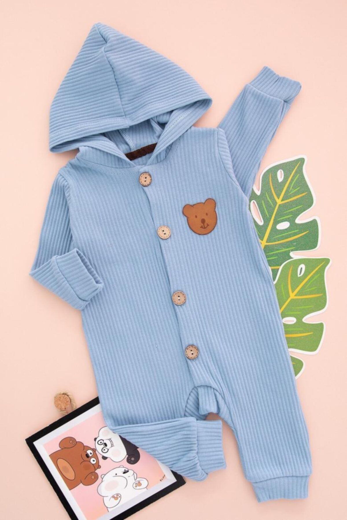 BabyWorldStore Bebek Cute Ayıcık Düğmeli Tulum