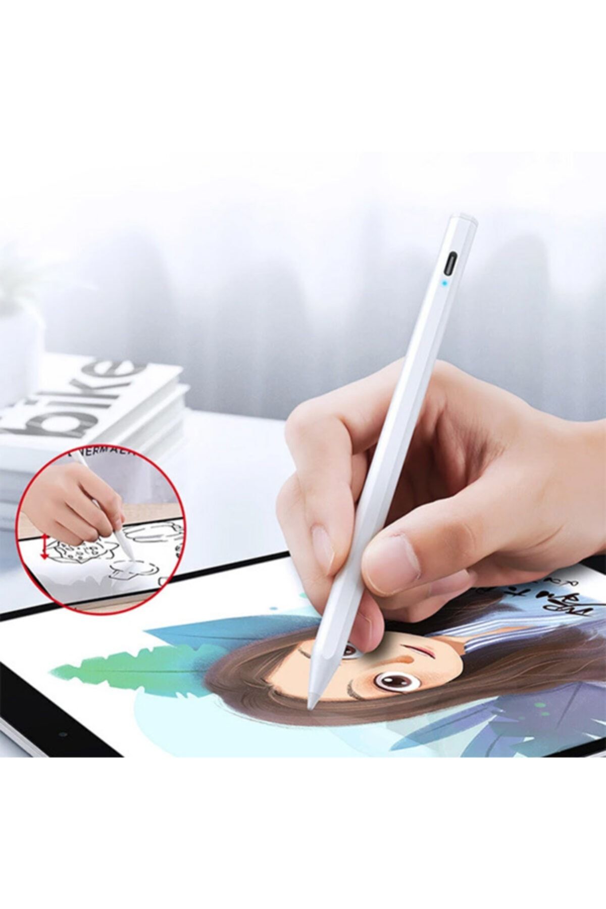 Dux Ducis Palm Rejection Pencil Capacitive Stylus Pen Kapasif Kalem 120mah Magnetic-beyaz