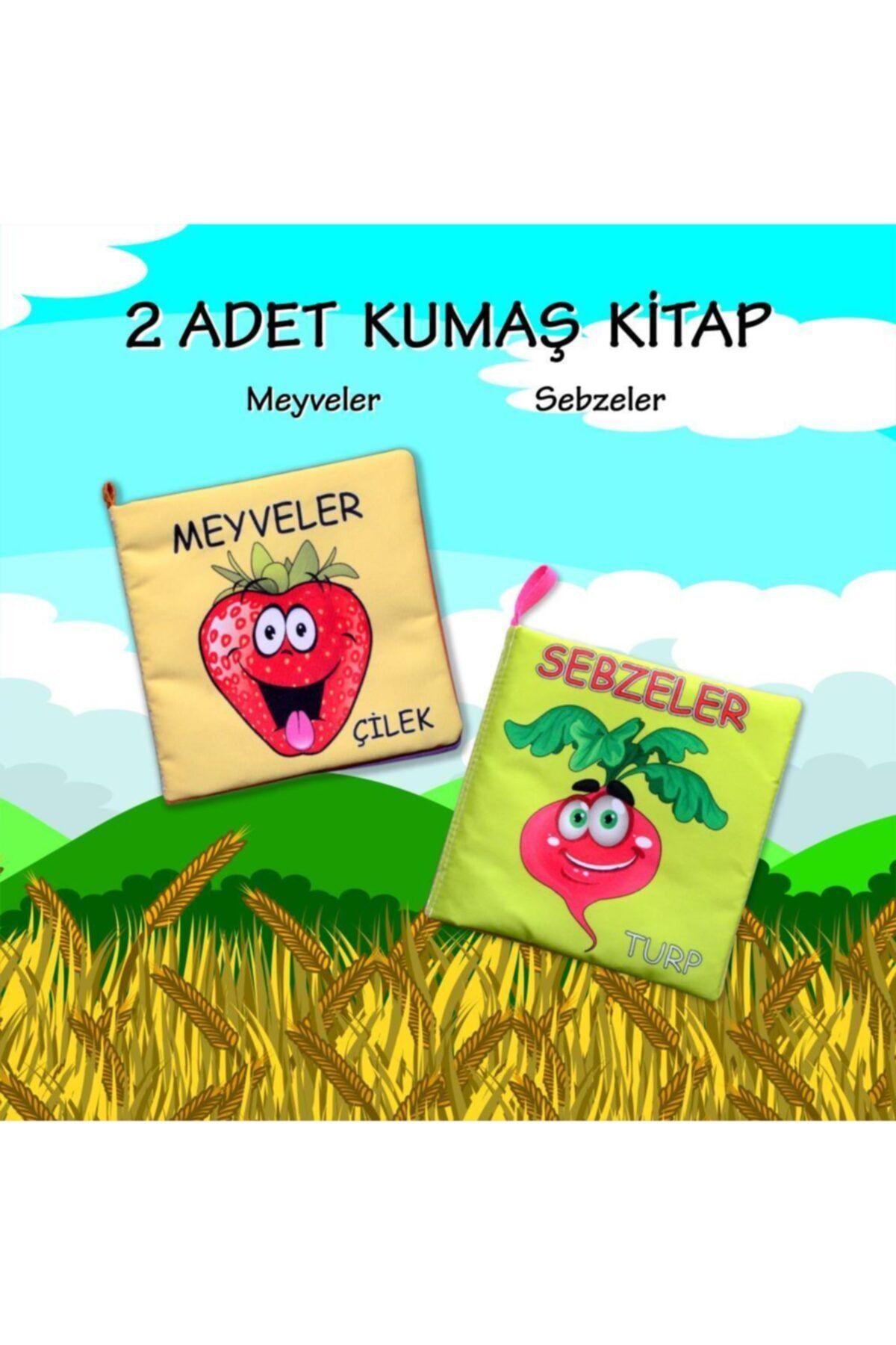 Tox 2 Kitap Sebzeler Ve Meyveler Kumaş Sessiz Kitap T113/t49 - Bez Kitap , Eğitici Oyuncak , Yumuşak