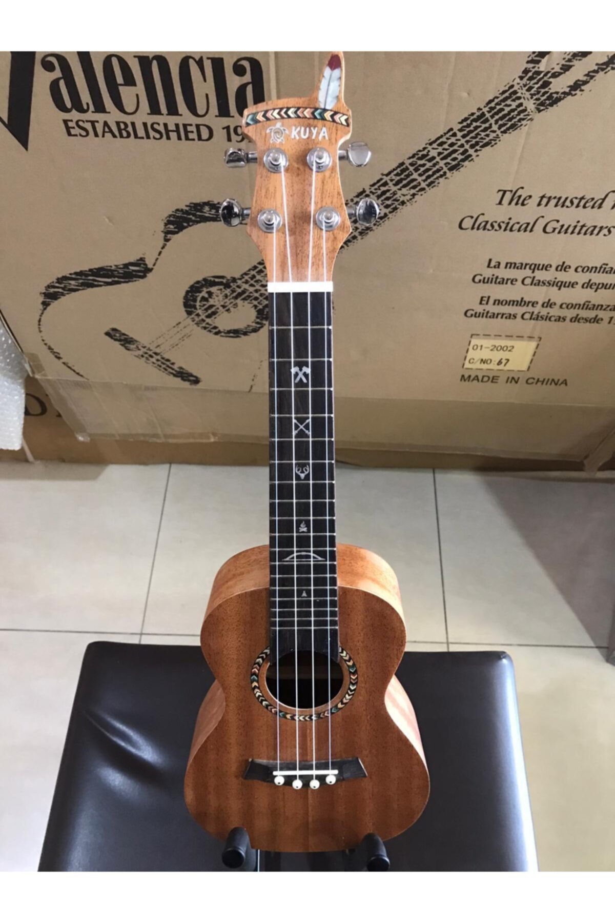 EL YAPIMI Concert Ukulele Kızılderili Desenli Gerçek Ağaç +kılıf
