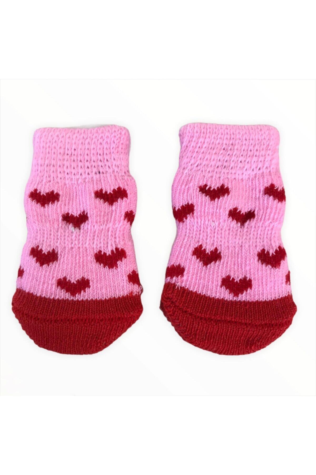 Kemique Pink Red Hearts Köpek Çorabı