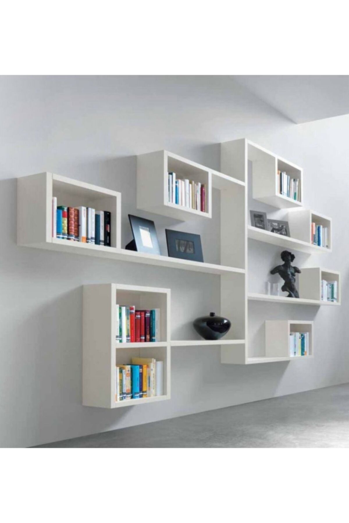 Elfora Kutu Raflık Eklemeli Modern Kitaplık Beyaz