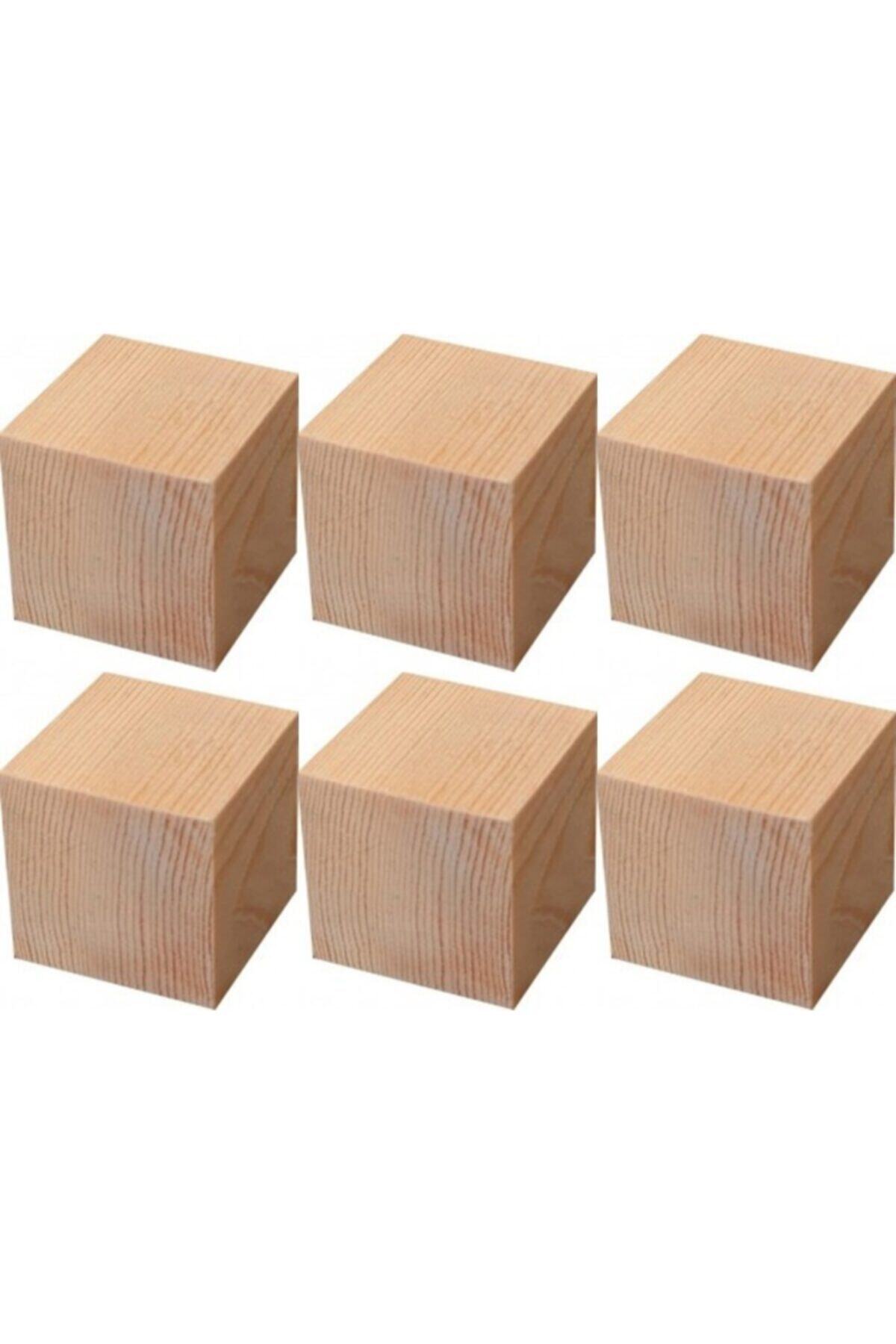 Mahi Max Ahşap Küp 5 Cm Naturel Çam Ağacından Zımparalı Pürüzsüz - 6 Adet
