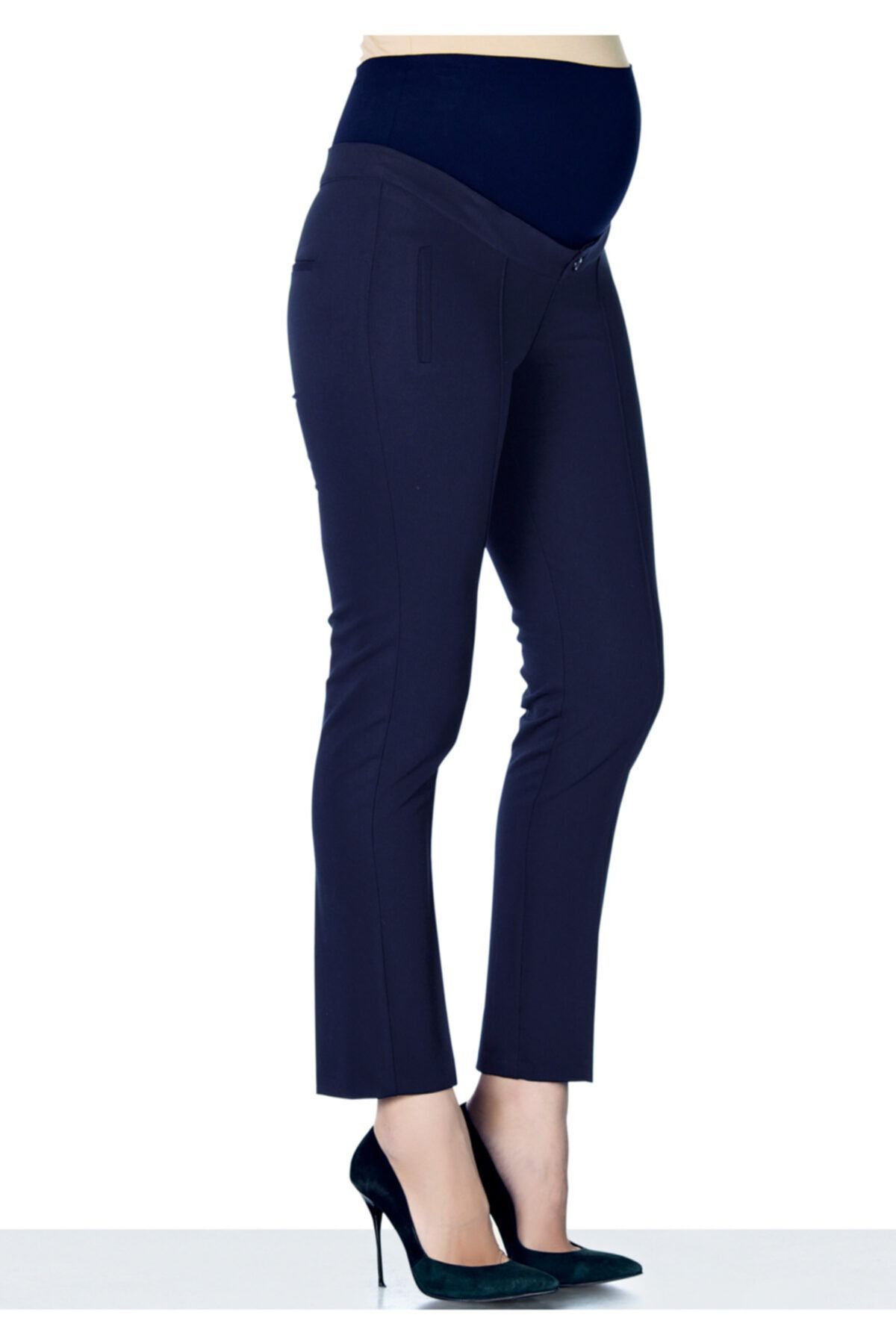 Ebru Maternity 3262 - Kışlık Kumaş Hamile Pantolonu Lacivert Fleto Cepli