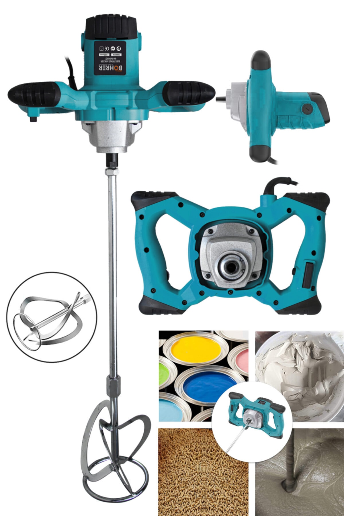 BÖHRER X-torq Technology Germany Design 3200 W Elektrikli Mikser Harç Boya Karışıtırıcı