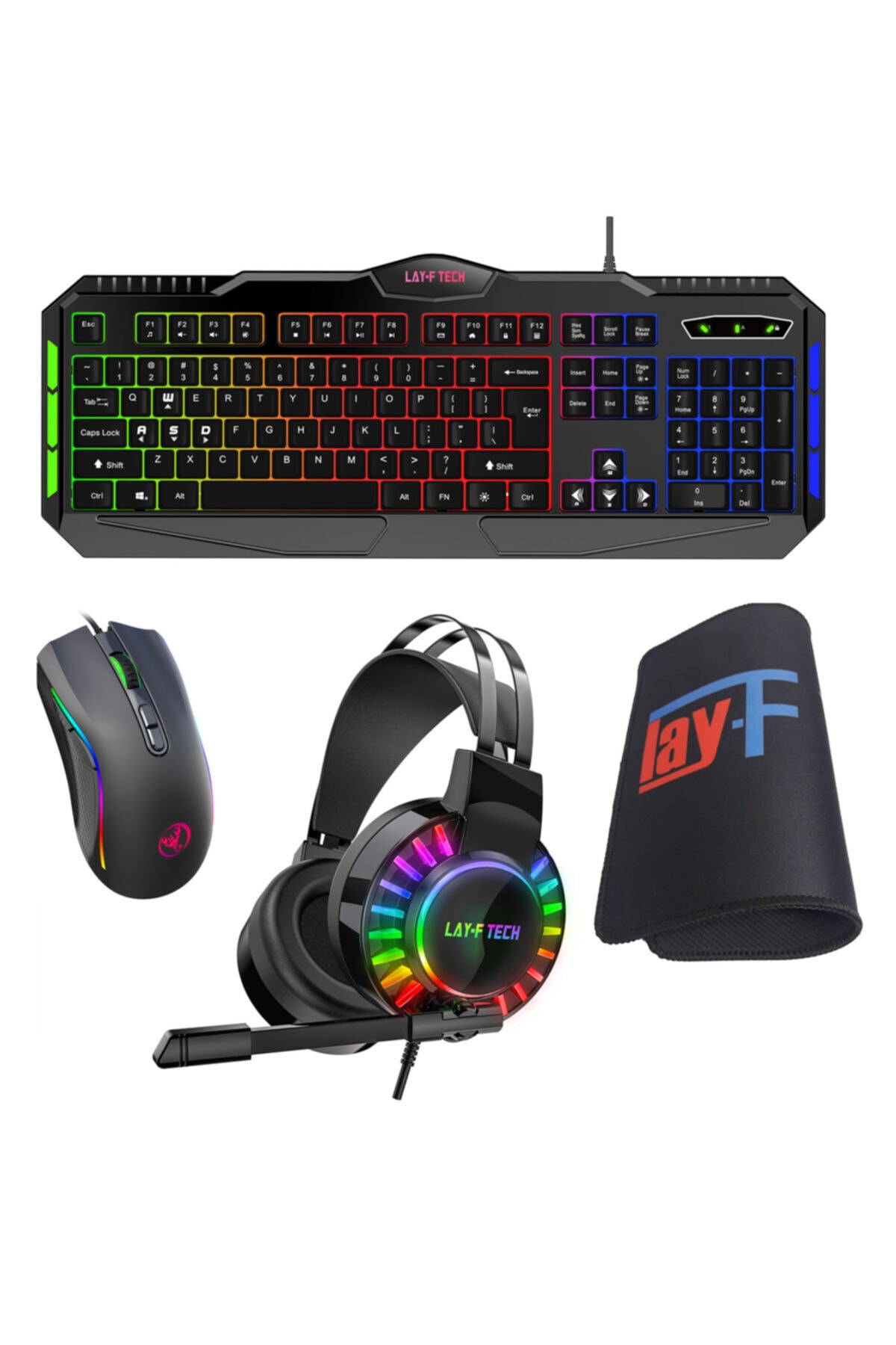 layftech Sc901-a869-h60 Oyuncu Klavye Mouse Kulaklık Mousepad,4'lü Gaming Set
