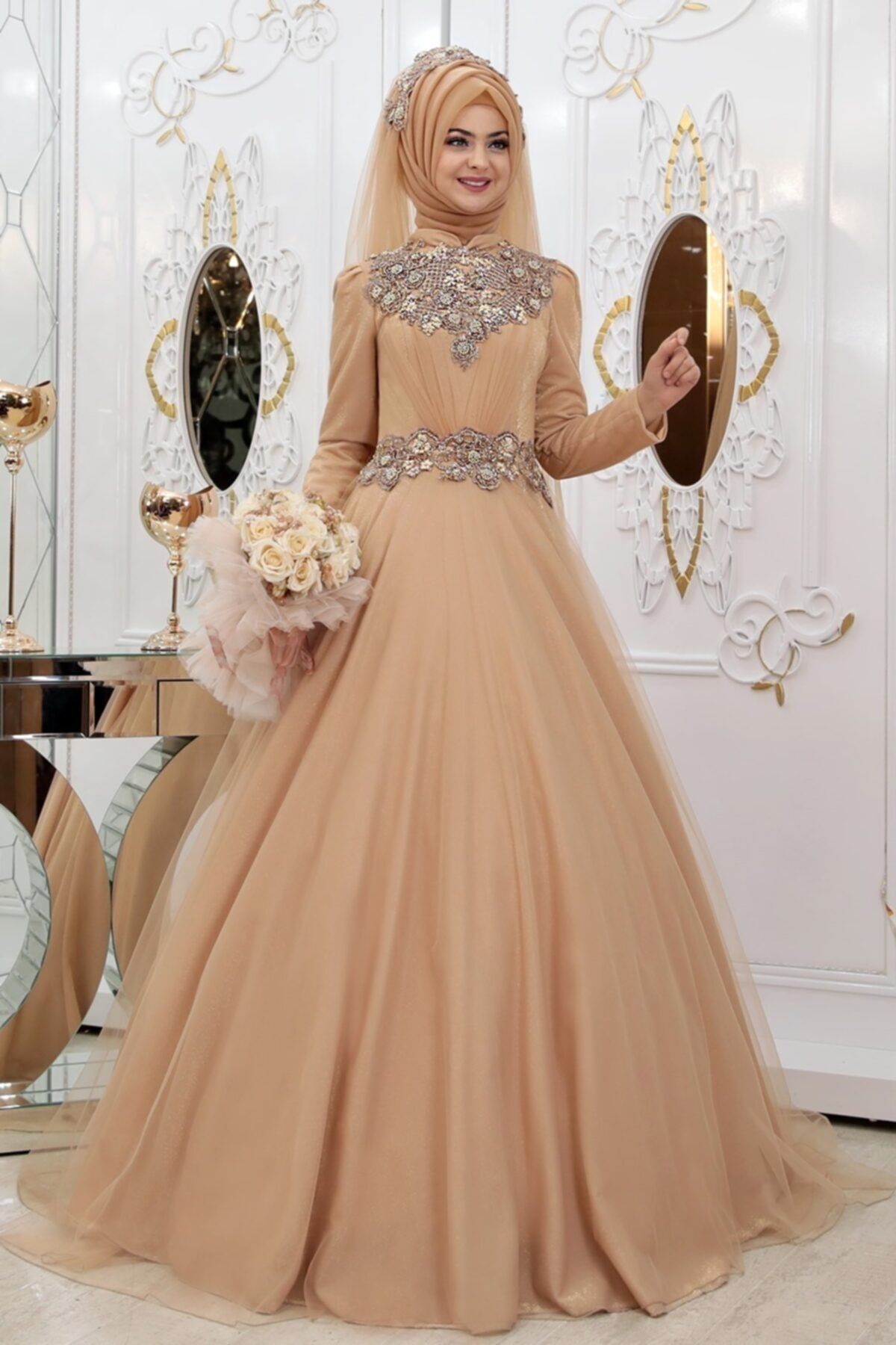 PINAR ŞEMS - Simli Sahra Abiye - Gold