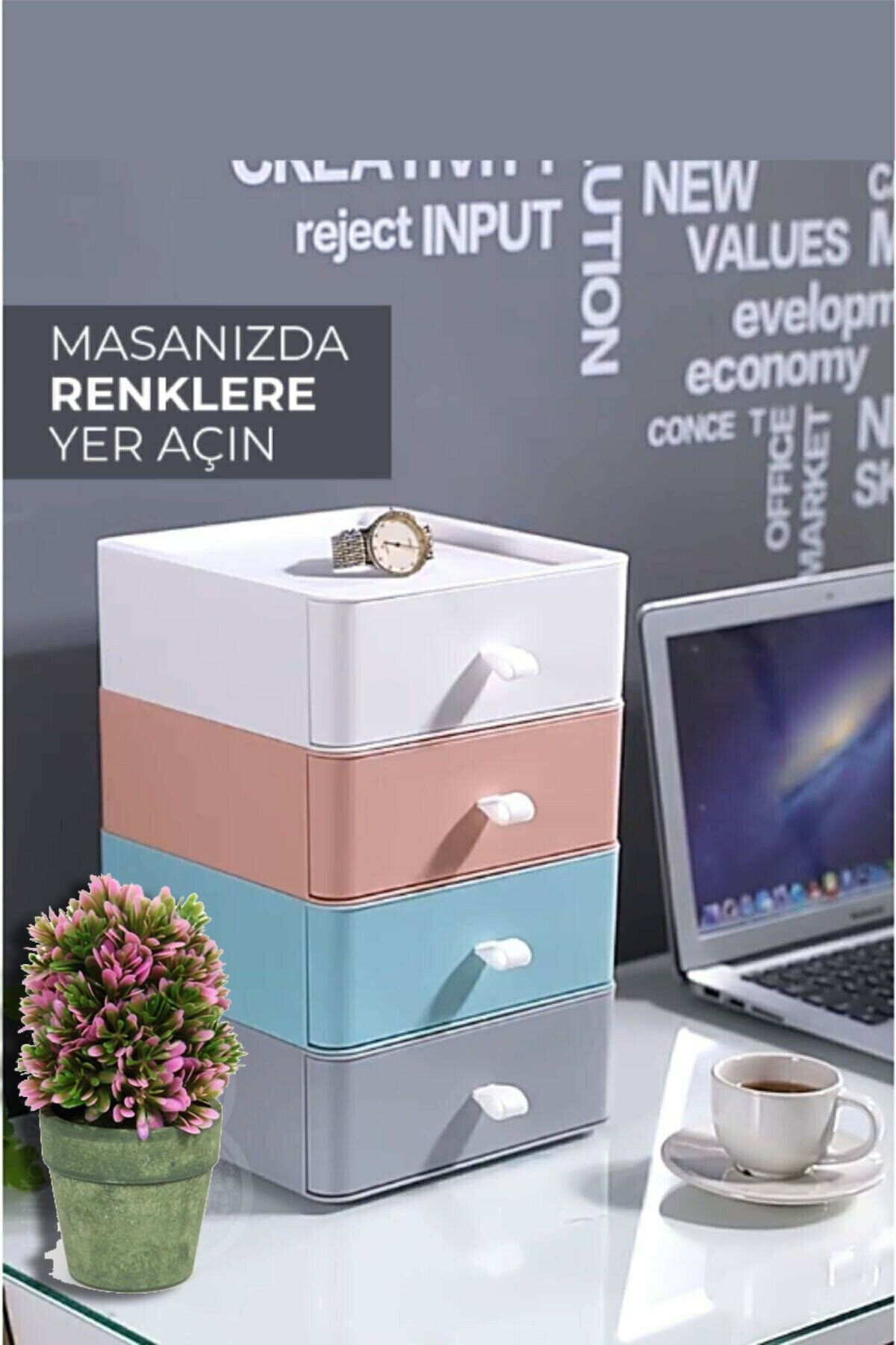 Mim Life Masaüstü Organizer Çekmece – Makyaj Takı Aksesuar Düzenleyici Saklama Kutusu 4 Renk