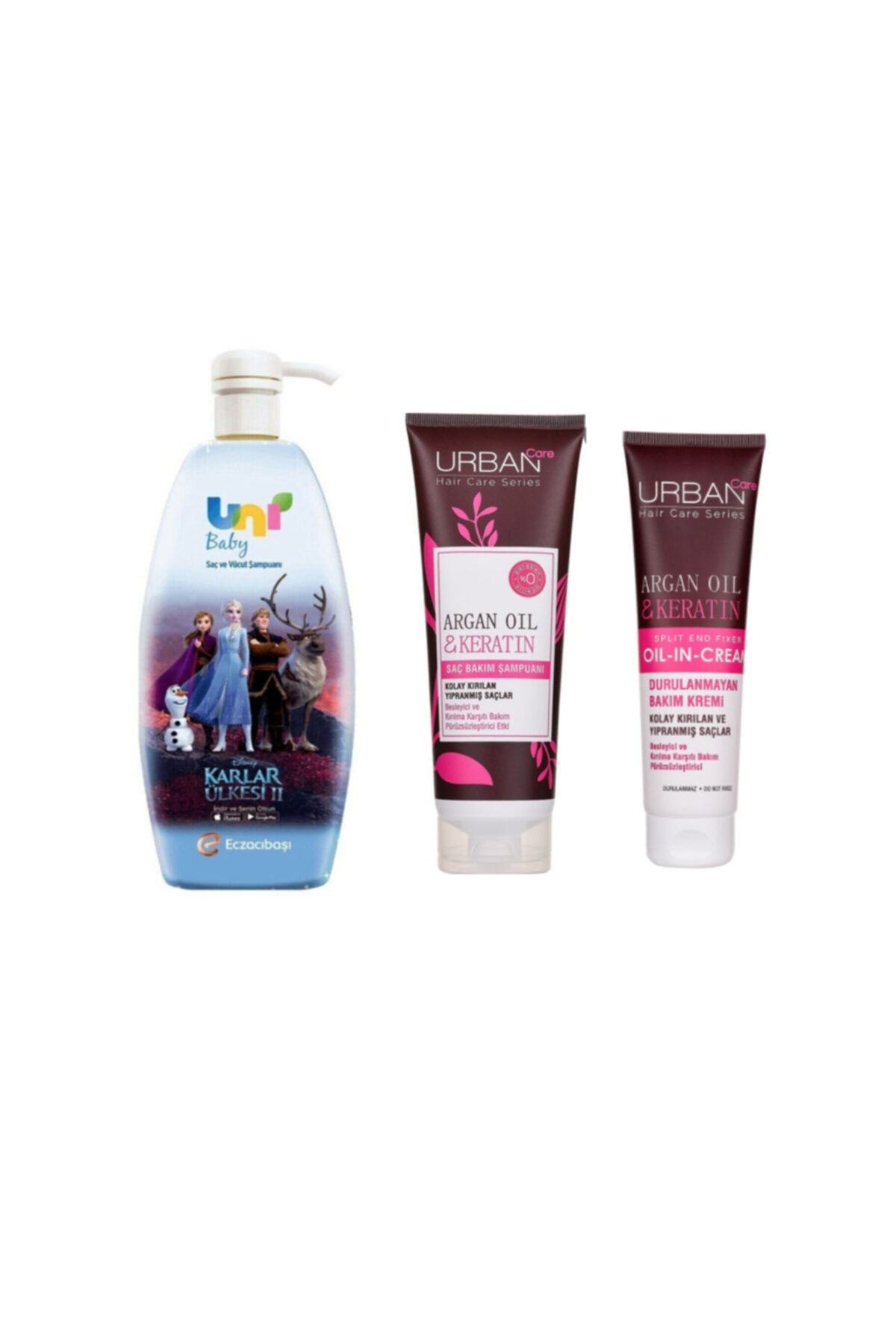 Uni Baby Frozen Bebek Şampuanı 700 Ml+durulanmayan Saç Bakım Kremi 150 Ml+argan Oil Şampuan 250ml