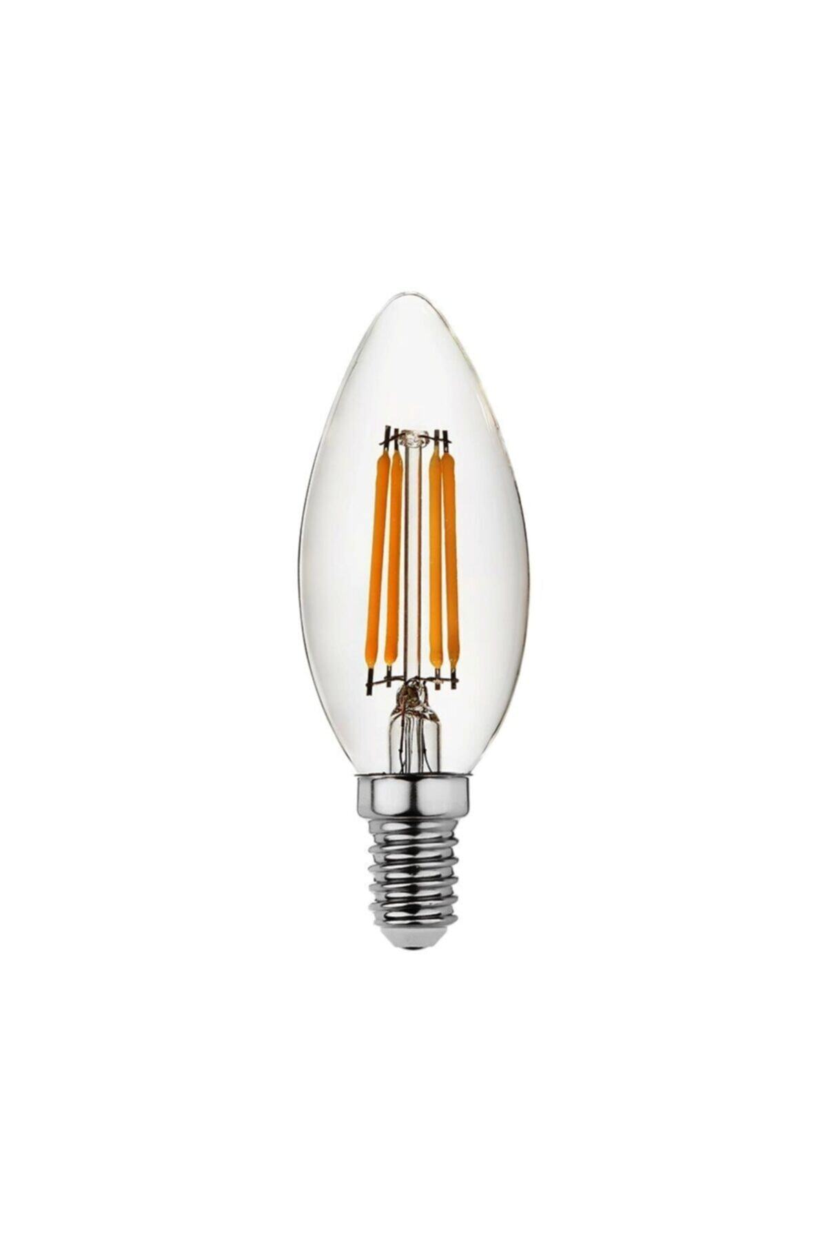 Pro Led Market Düz Mum 8 Watt Edison Tip Rustik Led Ampul Günışığı Işık Şeffaf Camlı