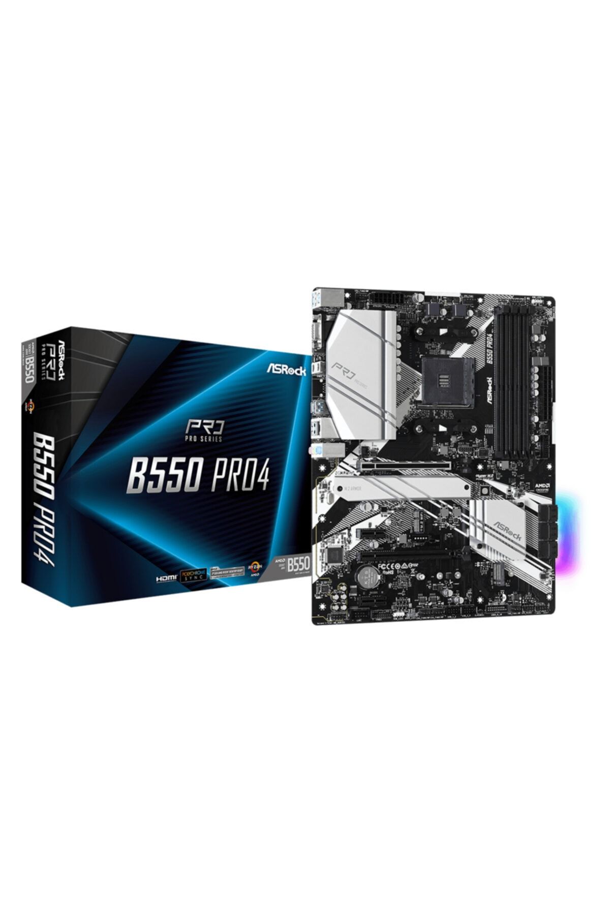 ASROCK B550 Pro4 Am4, Ddr4, 4733mhz+, Hdmı / Vga, Pcıe Gen4 M.2 Armor, Pcı-e 4.0 X16, Atx Anakart