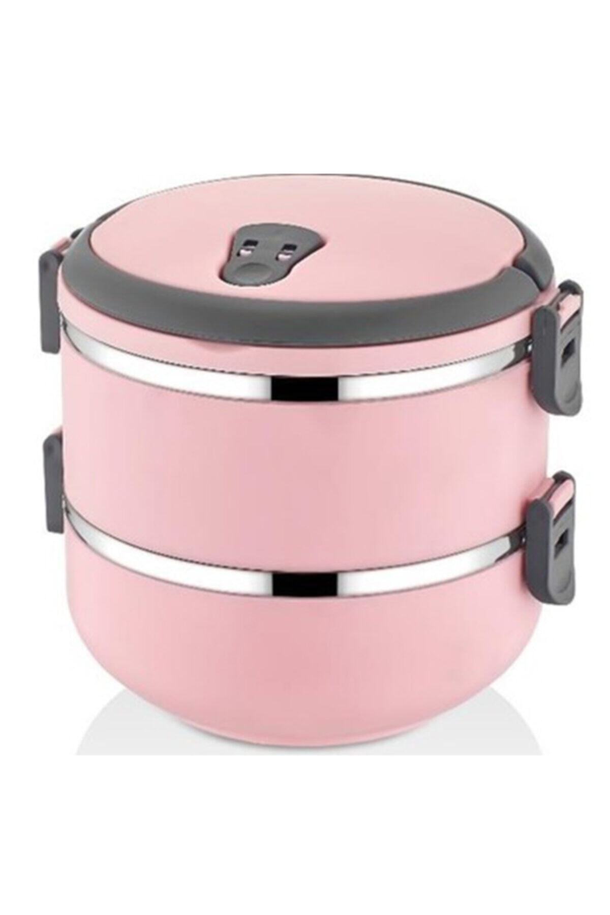 KURCH 2 Katlı Vakumlu Yemek Taşıma -18°c Saklama Kabı Diyet Sefer Tası 2x0,75lt - Pembe