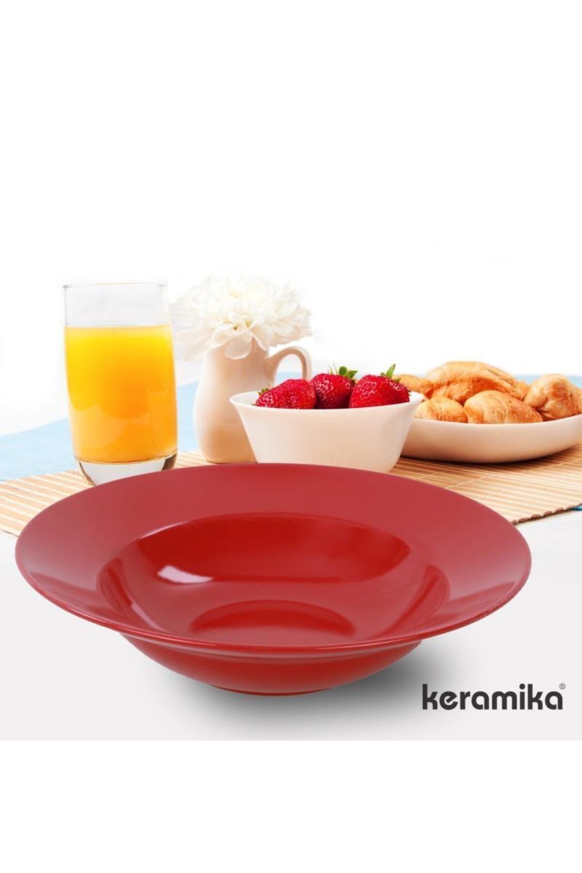 Keramika Tabak Izostatık Delta Makarna 26 Cm Kırmızı 513 A